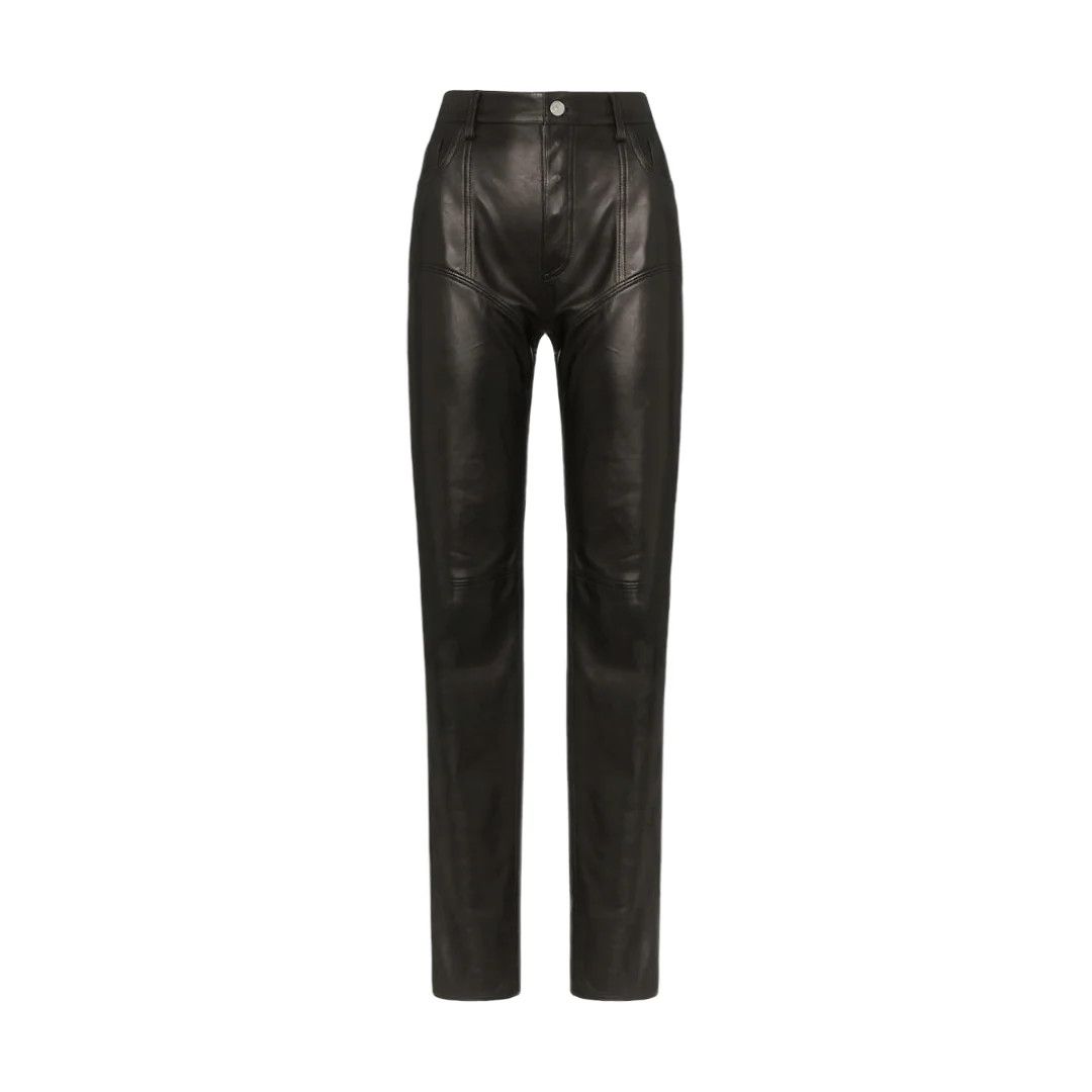 image of Mugler O1Mle0524 Leather Trousers In Black, Women's (Size 30)