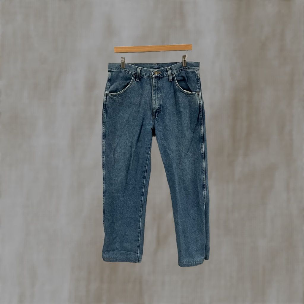 Denime VINTAGE Rustler Jeans Men Regular Fit Straight 34x29 Blue Denim 5-Pocket Distressed Logo 80s 90s Mens Size US 34 / EU 50 - 1 Thumbnail