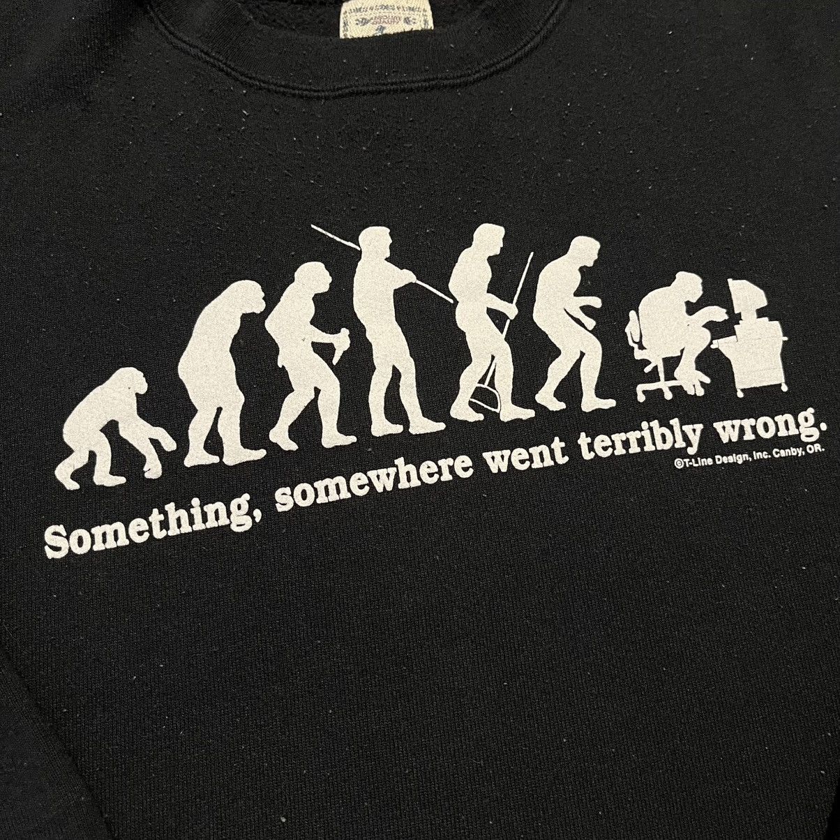 Vintage Vintage 1990s Darwin Something Somewhere Went Wrong Crewneck Size US L / EU 52-54 / 3 - 3 Thumbnail