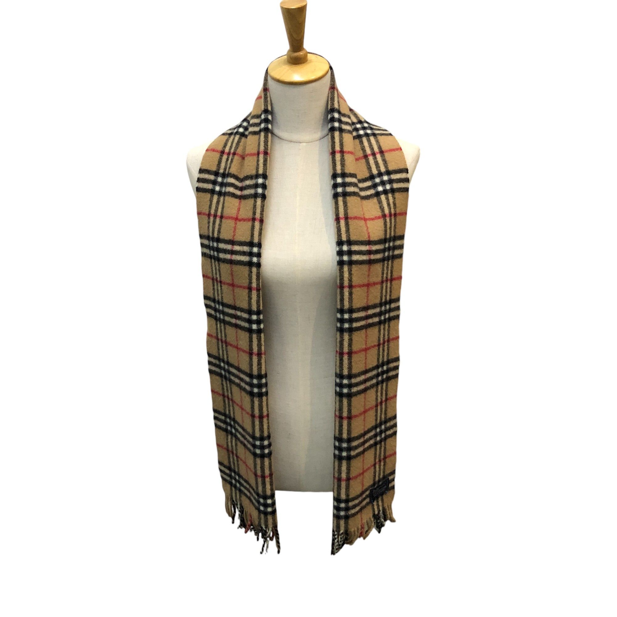 Burberry Burberrys Nova Check Tan Wool Scarf Muffler V2843 Size ONE SIZE - 1 Thumbnail