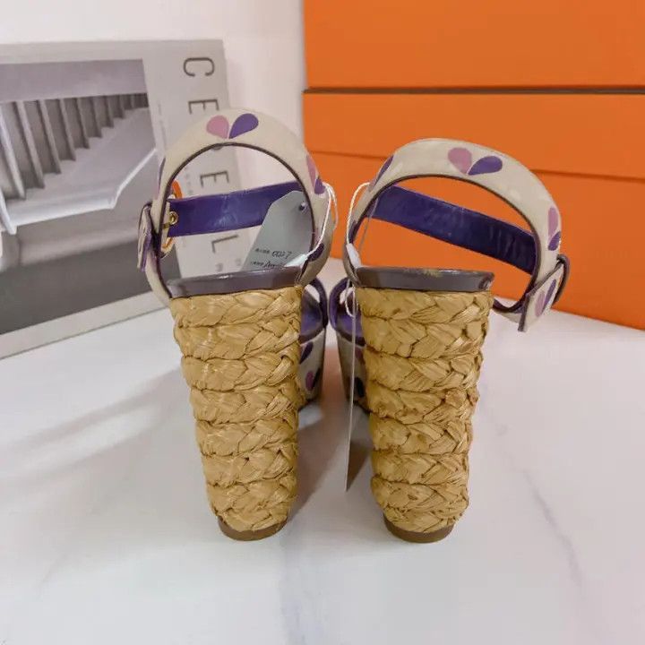 Louis Vuitton Louis Vuitton Purple Heeled Wedge Sandals -2508 Size US 6 / IT 36 - 3 Thumbnail