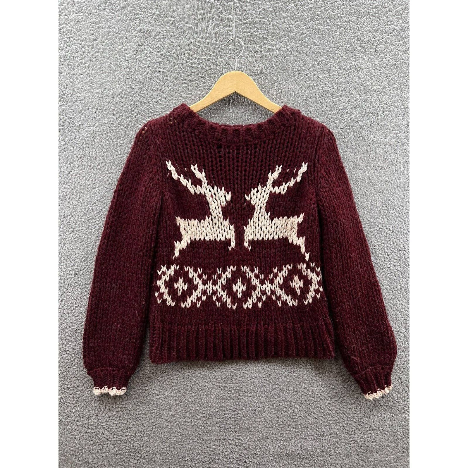 Free People Dancer Prancer Chunky Knit Christmas Sweater XS