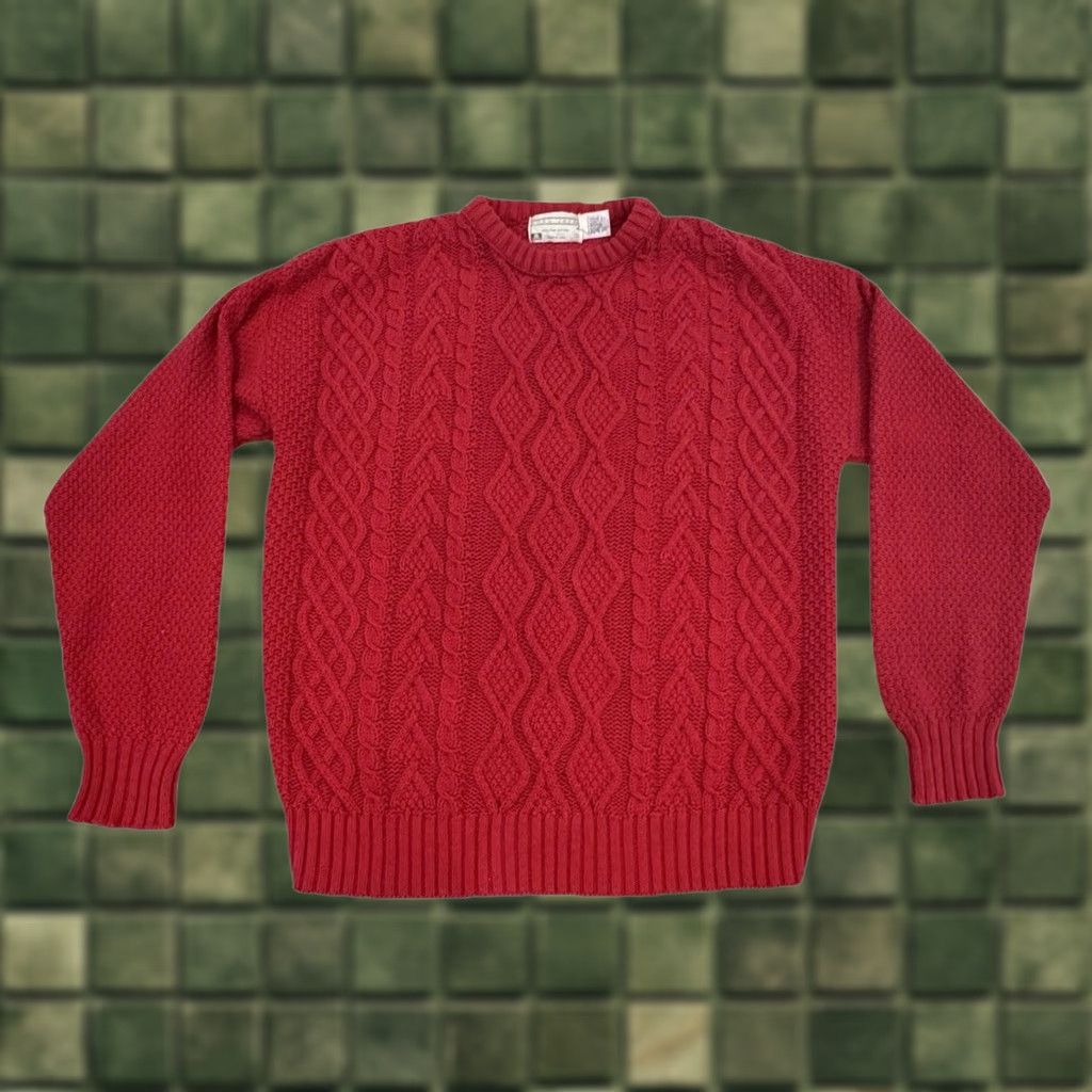 Vintage VINTAGE Lord Jeff Sweater Cable Knit Fisherman Red Crew Neck Long Sleeve Men L Size US L / EU 52-54 / 3 - 1 Thumbnail