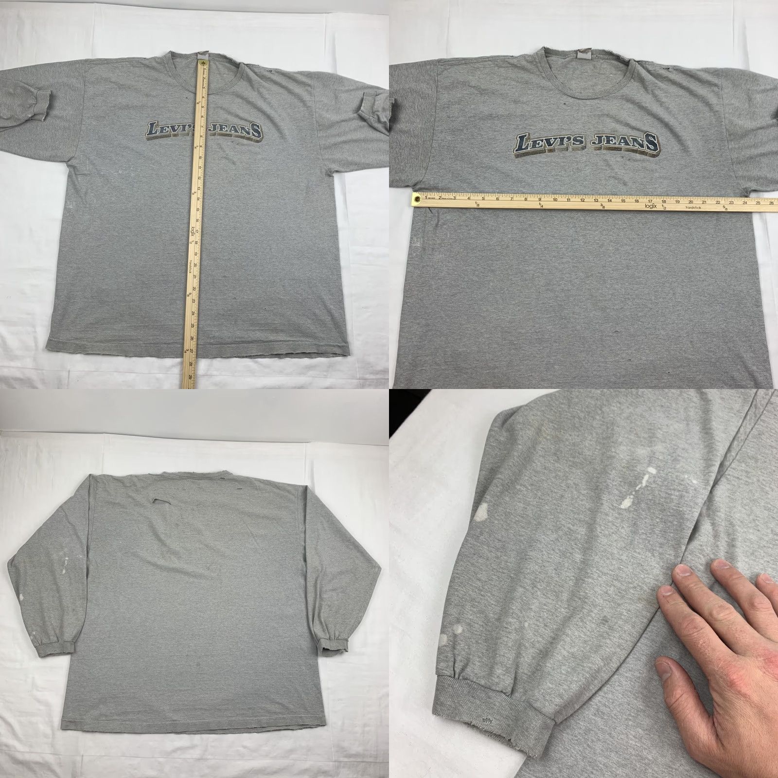 Levi's VINTAGE Levi's Jeans Long Sleeve Shirt Adult XL Gray Thrashed Worn Faded 90s USA Mens Shirt XL Gray 90s Levi's Size US XL / EU 56 / 4 - 8 Thumbnail