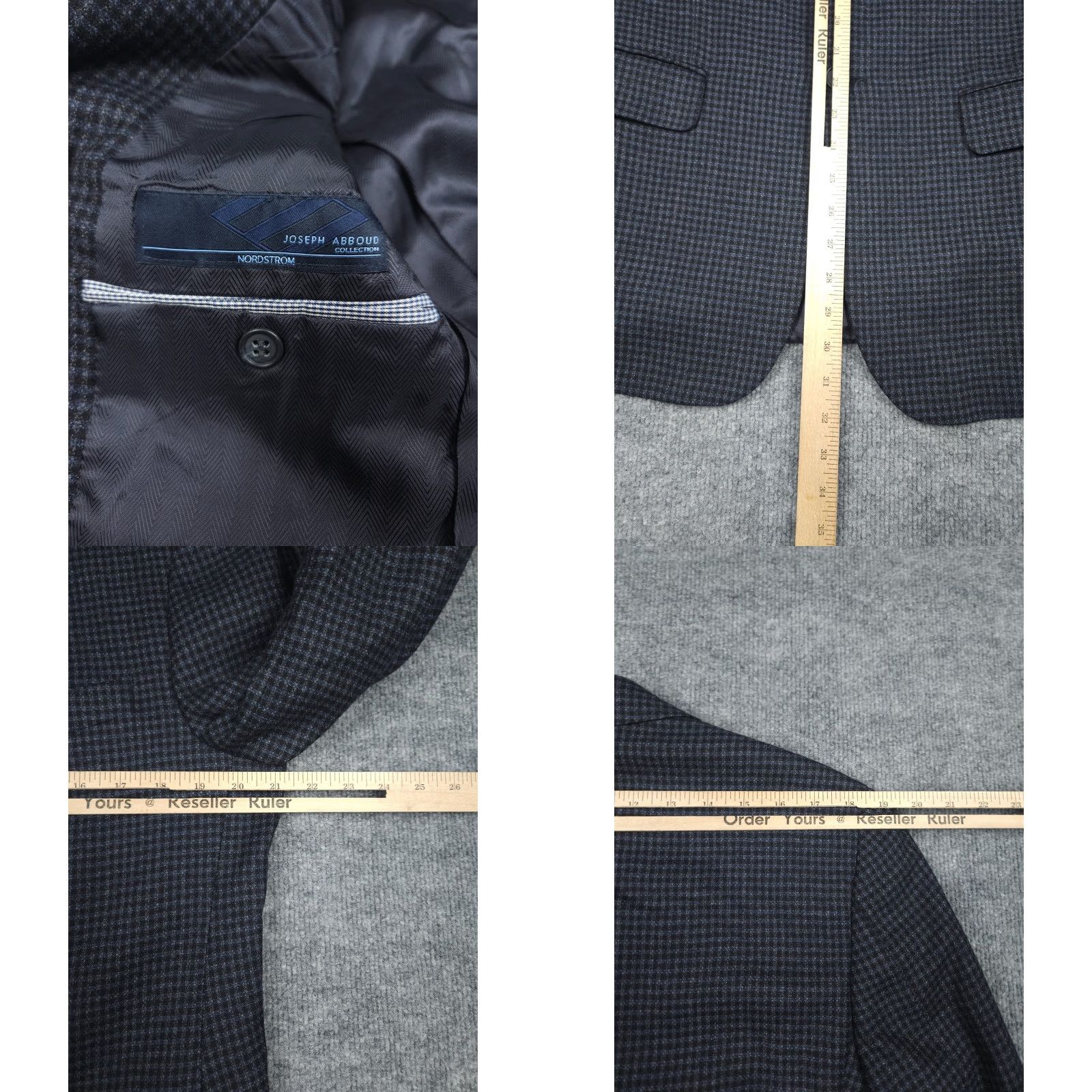 Joseph Abboud Joseph Abboud Loro Piana Wool Blazer Men's 42 Check Plaid Blue Wool Super 120's Made USA Notch Lapel Inner Pockets Two Button Double-Vented Size 42R - 8 Thumbnail