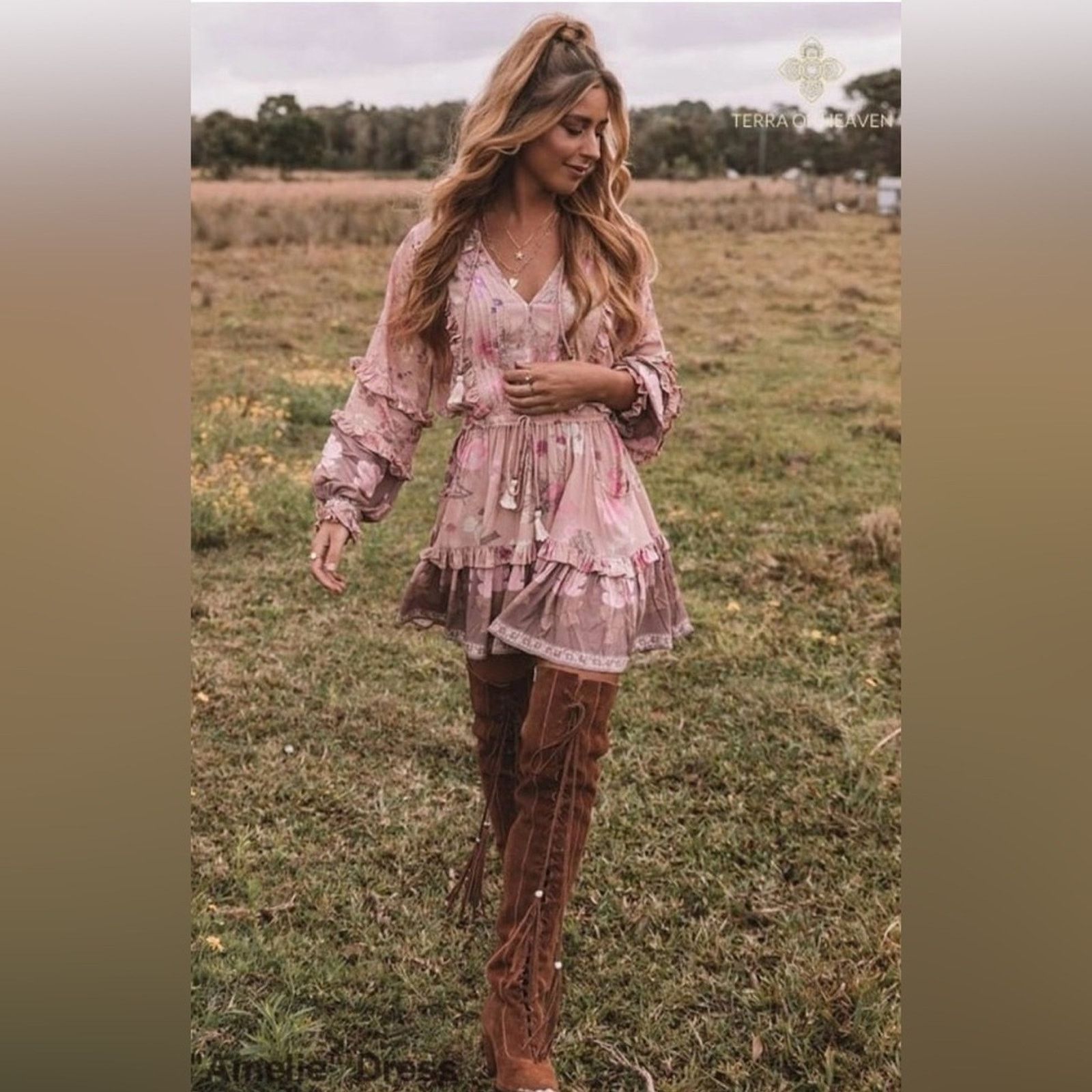 Other New Boho Floral Pink Ruffle Dress with pockets size S Size S / US 4 / IT 40 - 1 Thumbnail