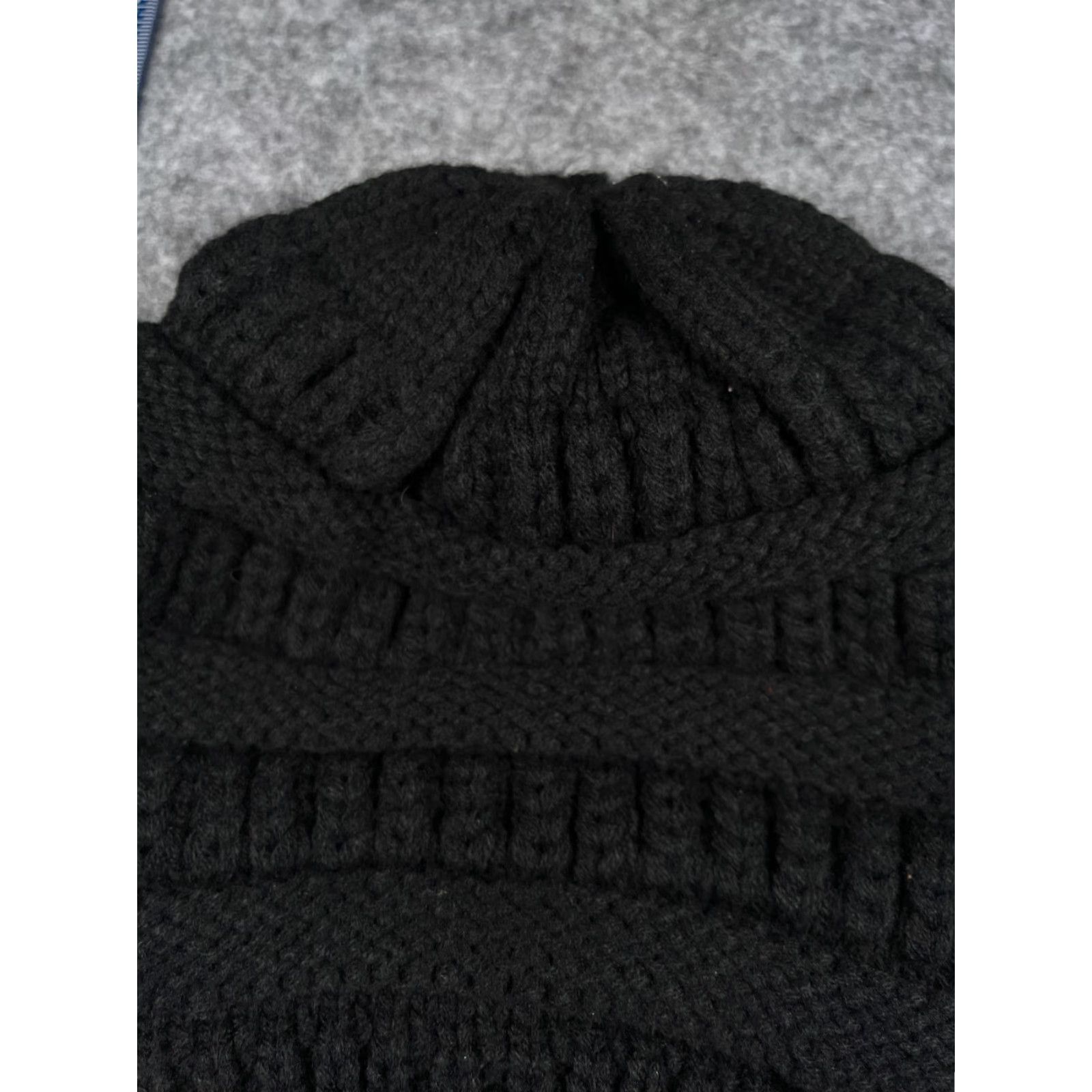 Vintage Furtalk Beanie Toque Womens One Size Black Knit Acrylic Lined Adjustable Lightweight Ski Hat MENS? Size ONE SIZE - 3 Thumbnail