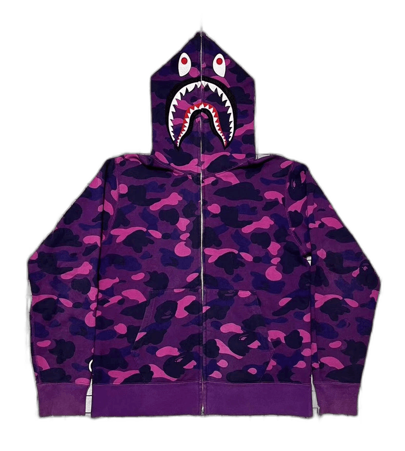 Bape Bape Purple Camouflage Shark Hoodie L Size Size US L / EU 52-54 / 3 - 1 Thumbnail