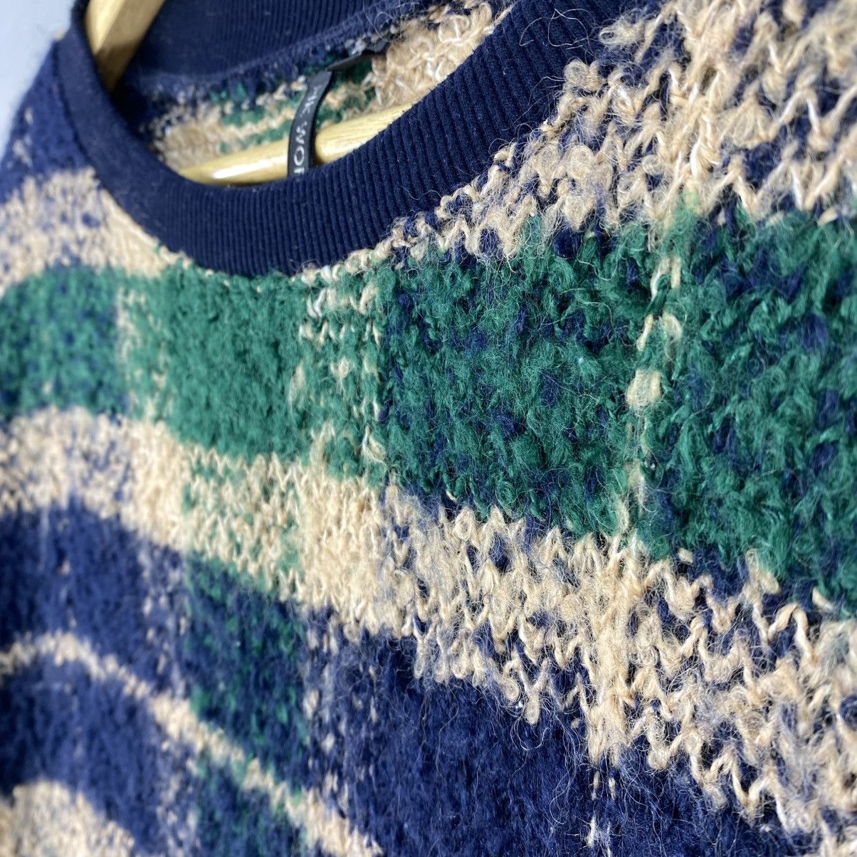 Aran Isles Knitwear HK WORK London Fuzzy Plaid Knit Sweatshirt Size US L / EU 52-54 / 3 - 8 Thumbnail