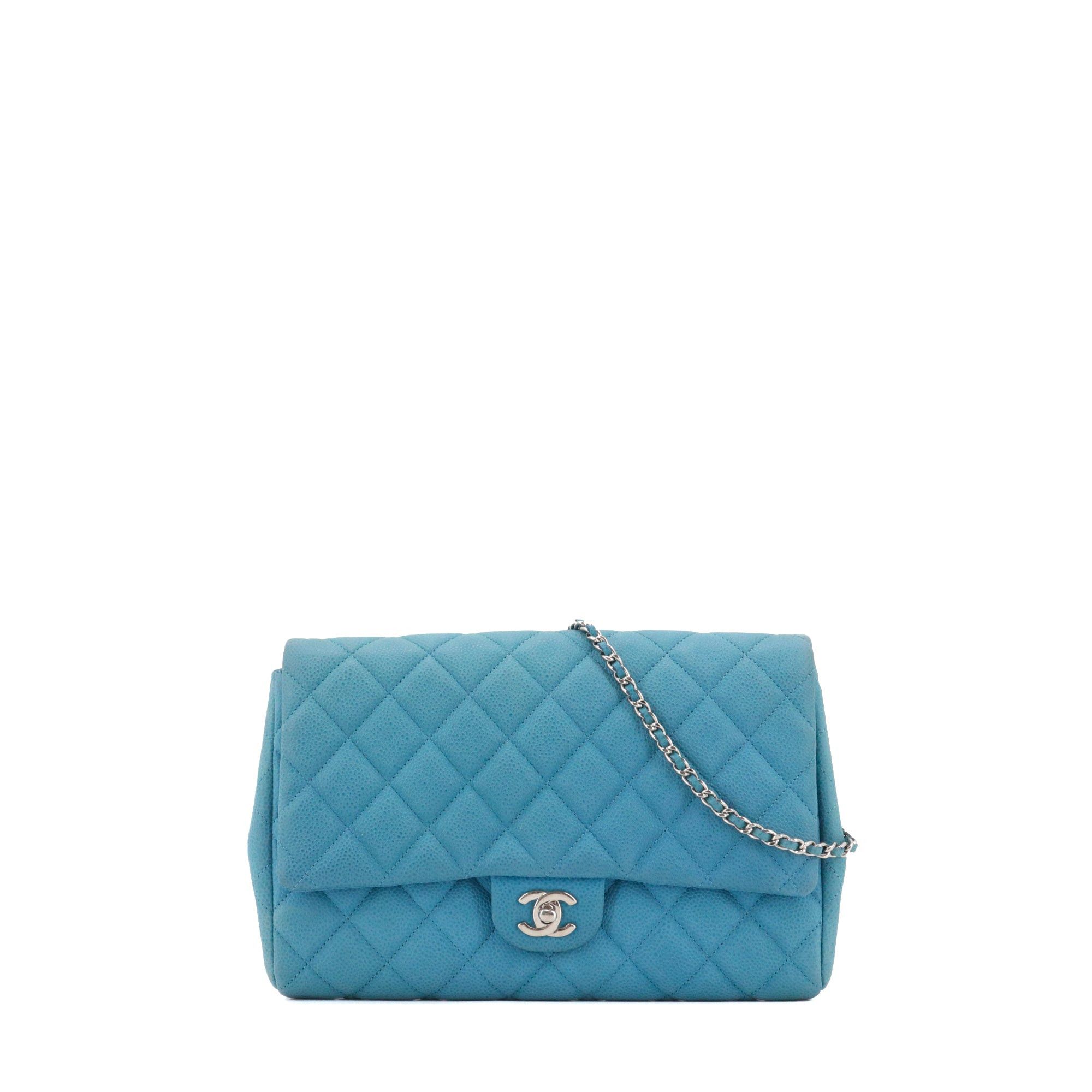 Chanel - Chanel Enveloppe Shoulder Bag In Blue Caviar Leather, Women's