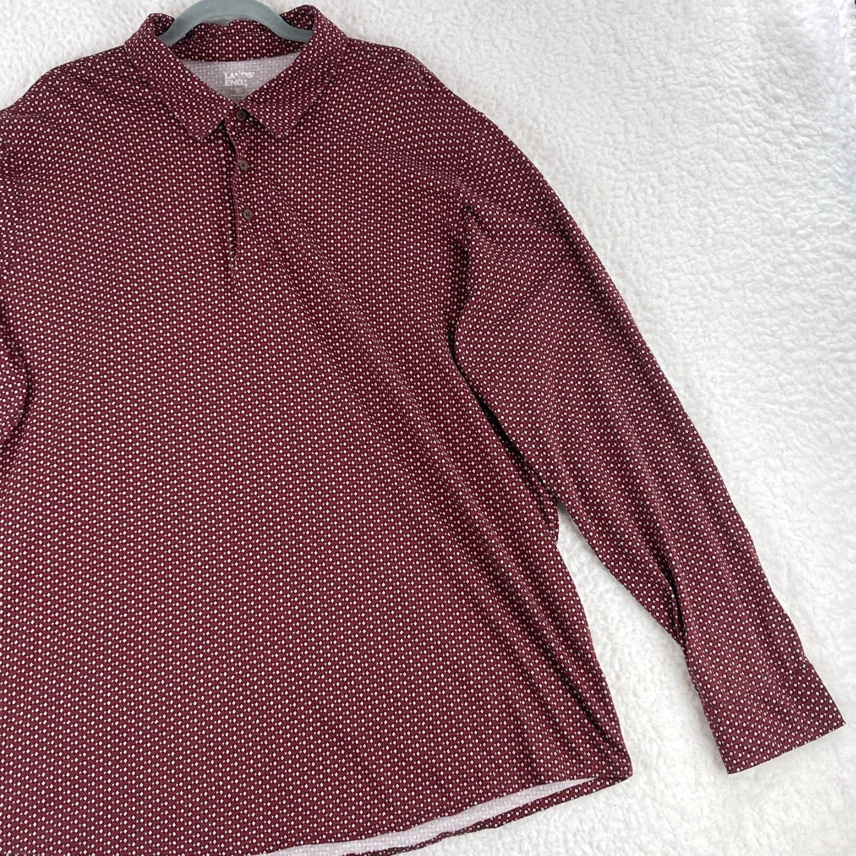 Lands' End Lands' End Polo Shirt Mens Size XXL Red Long Sleeve Collared Stretch Geo Print Size US XXL / EU 58 / 5 - 4 Thumbnail