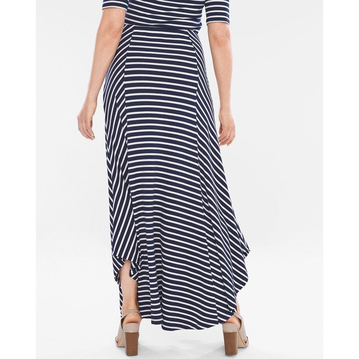 Vintage Chicos Striped L 12 Blue White Maxi Skirt Size 2 Modest Chur Size 34" / US 12 / IT 48 - 2 Thumbnail