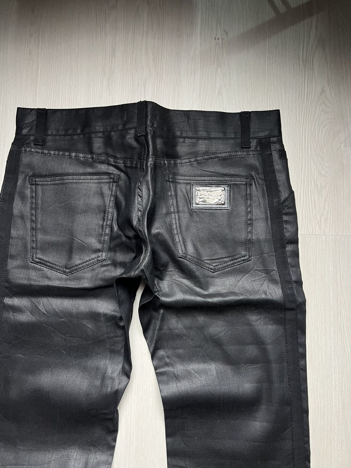 Dolce & Gabbana Dolce Gabbana Waxed Black Coated Denim Size US 35 - 4 Thumbnail