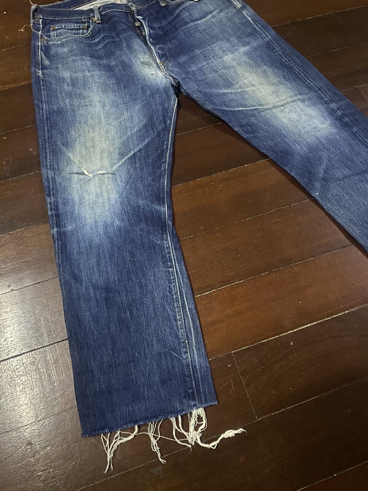 Orslow FIRE🔥 Vintage fullcount distressed wide leg selvedge denim Size US 36 / EU 52 - 3 Thumbnail