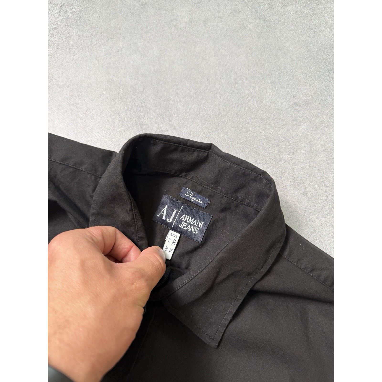 Armani × Armani Collezioni Vintage Armani Jeans Button up Short Sleeve Shirt Black Size US XL / EU 56 / 4 - 12 Thumbnail
