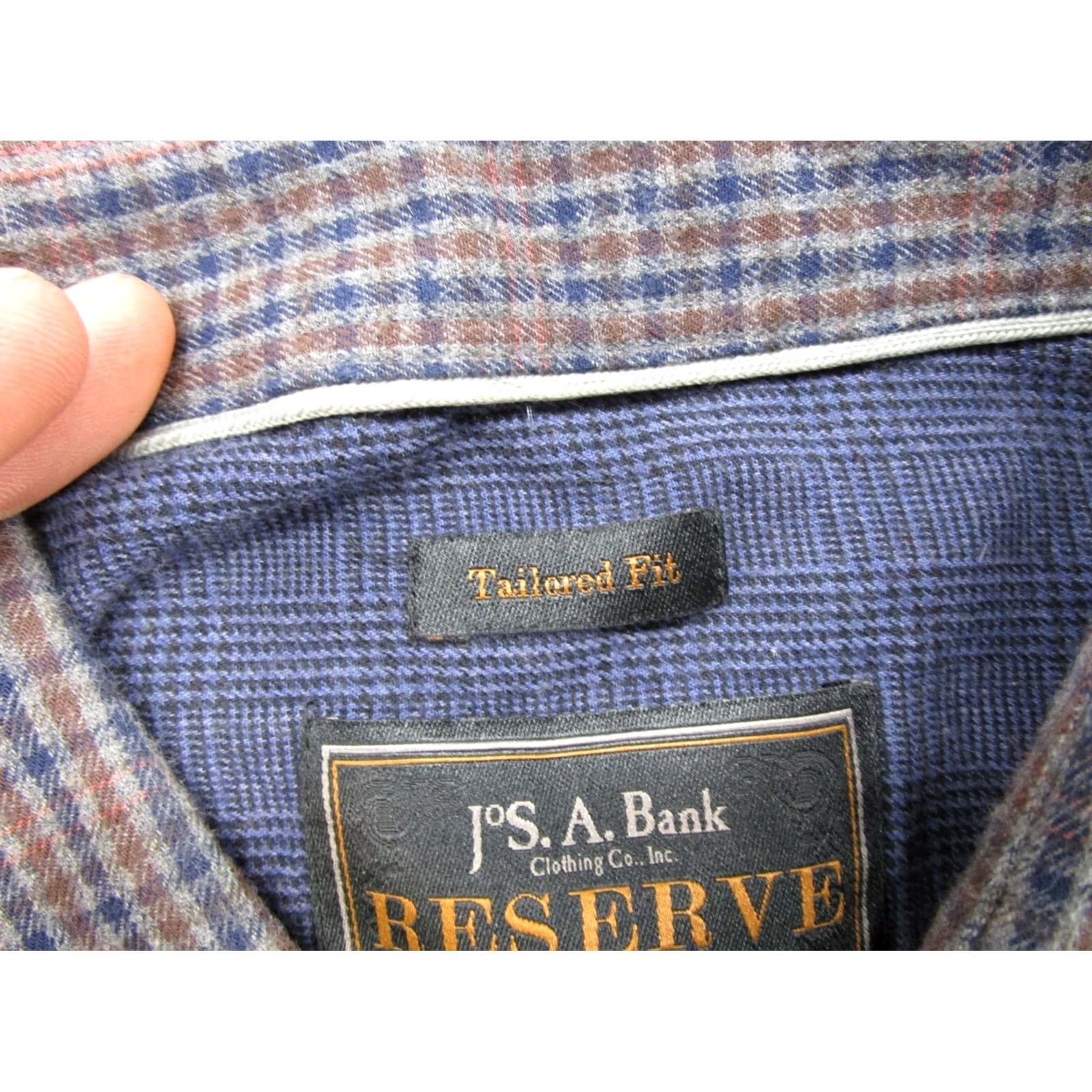 Jos. A. Bank JOS.A.BANK 1905 Flannel Plaid Mens Tailored Fit Shirt XL Cashmere Blend Size US XL / EU 56 / 4 - 3 Thumbnail