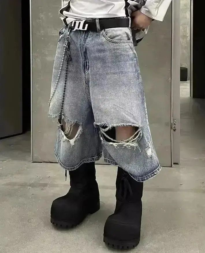 Japanese Brand Design Ripped Lux Wash Jorts Vintage Y2K Style Size US 32 / EU 48 - 1 Thumbnail