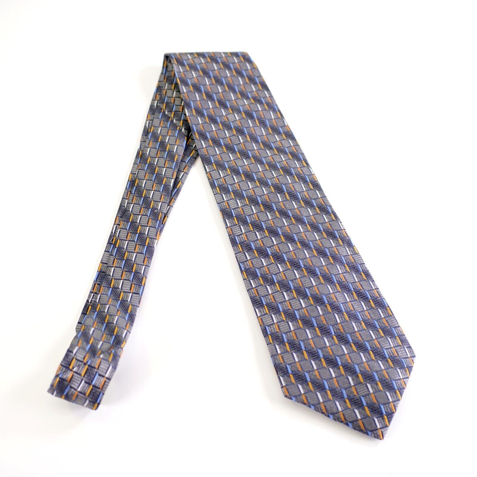 Carlo Palazzi Carlo Palazzi Couture Woven Gray Blue Orange Geometric Wide Size ONE SIZE - 6 Thumbnail