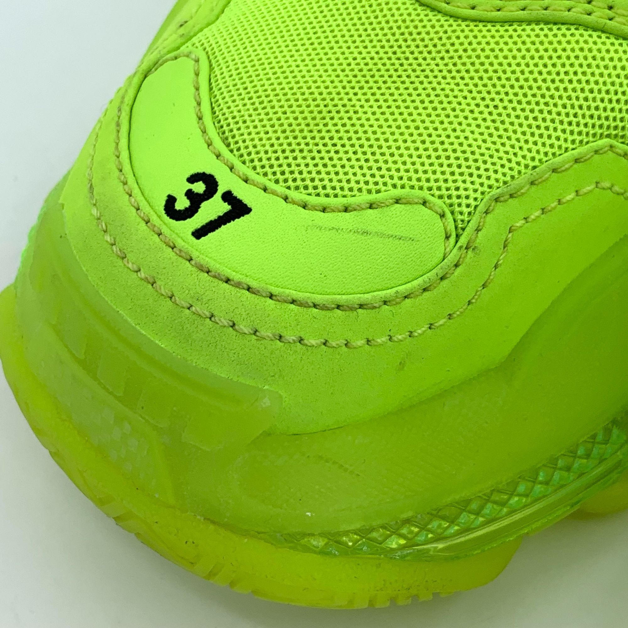 Balenciaga Balenciaga Fluorescent Yellow Triple S Sneakers Size 37 Mesh Size US 7 / IT 37 - 4 Thumbnail