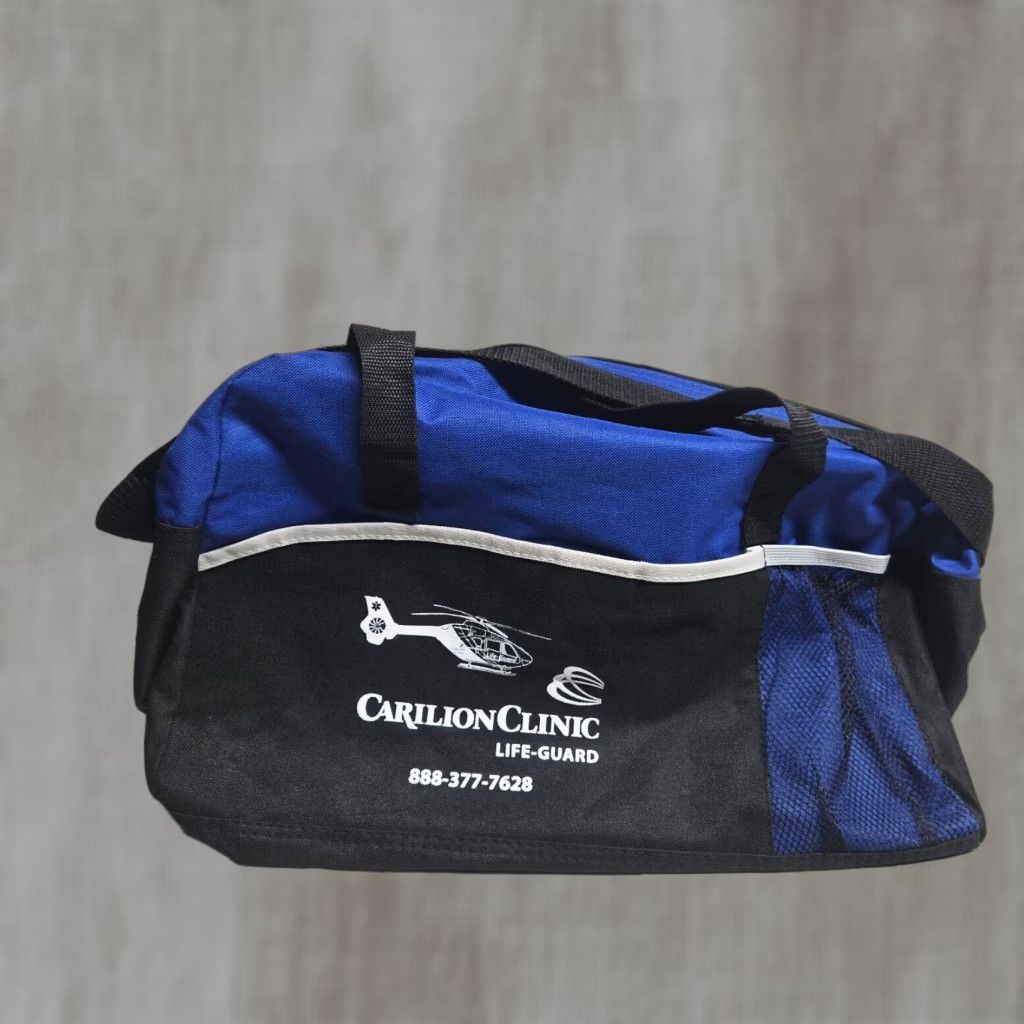 Alife Carilion Clinic Hosptial Life Guard Helicopter EMS Gym Bag Duffle Straps Mens Black Polyester Bag Size ONE SIZE - 1 Thumbnail