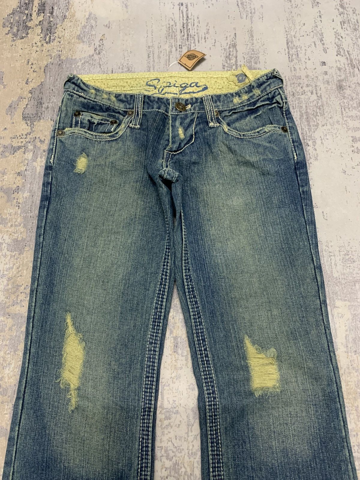 Japanese Brand Spiga Y2K Distressed Bootcut Jeans Vintage Low Rise Denim Size US 29 - 2 Thumbnail