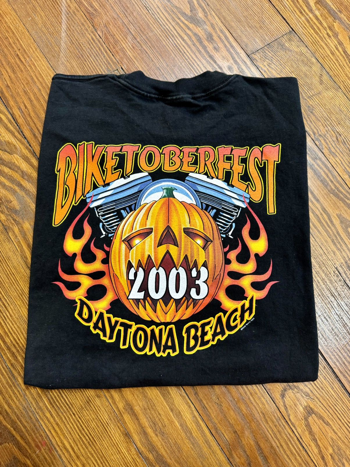Band Tees × Harley Davidson × Vintage 2003 Sturgis Motorcycle Vintage Halloween Biker T-Shirt Size US L / EU 52-54 / 3 - 1 Thumbnail