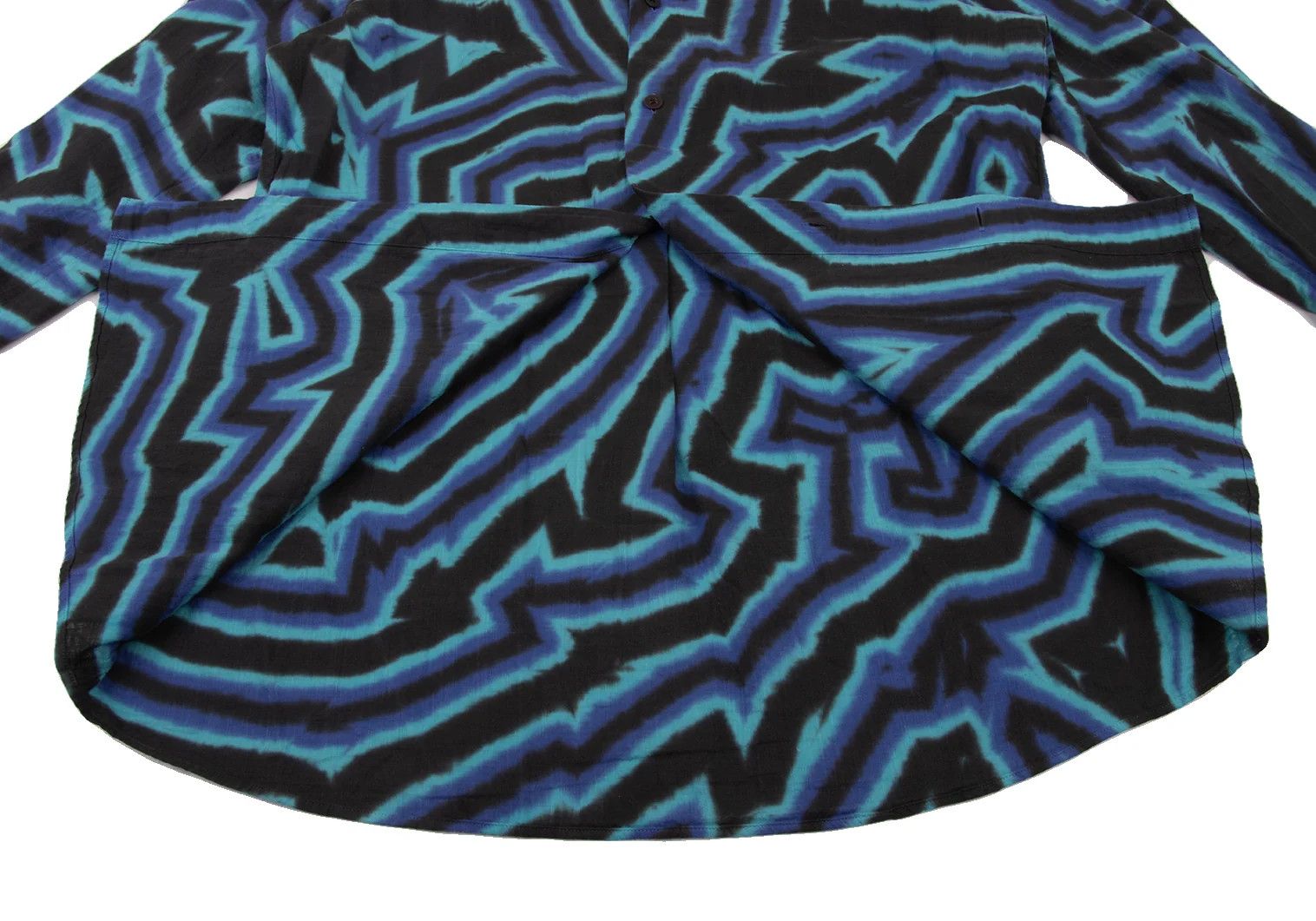Issey Miyake Psychedelic Line Print Shirt in Blue Aqua Black Size US XL / EU 56 / 4 - 12 Thumbnail