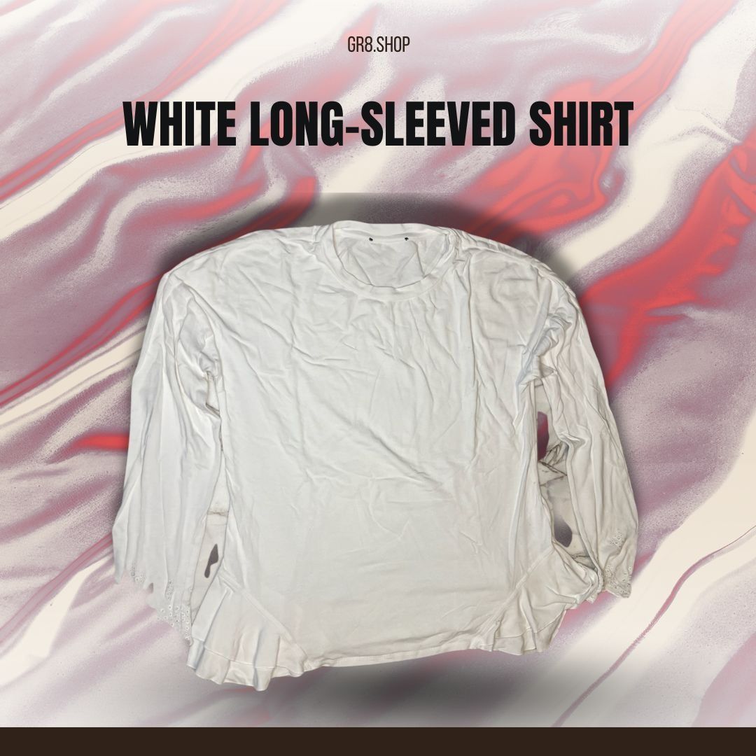 Other White Long-Sleeved Shirt Womens Size M With Ruffled Hem Soft Size M / US 6-8 / IT 42-44 - 1 Thumbnail