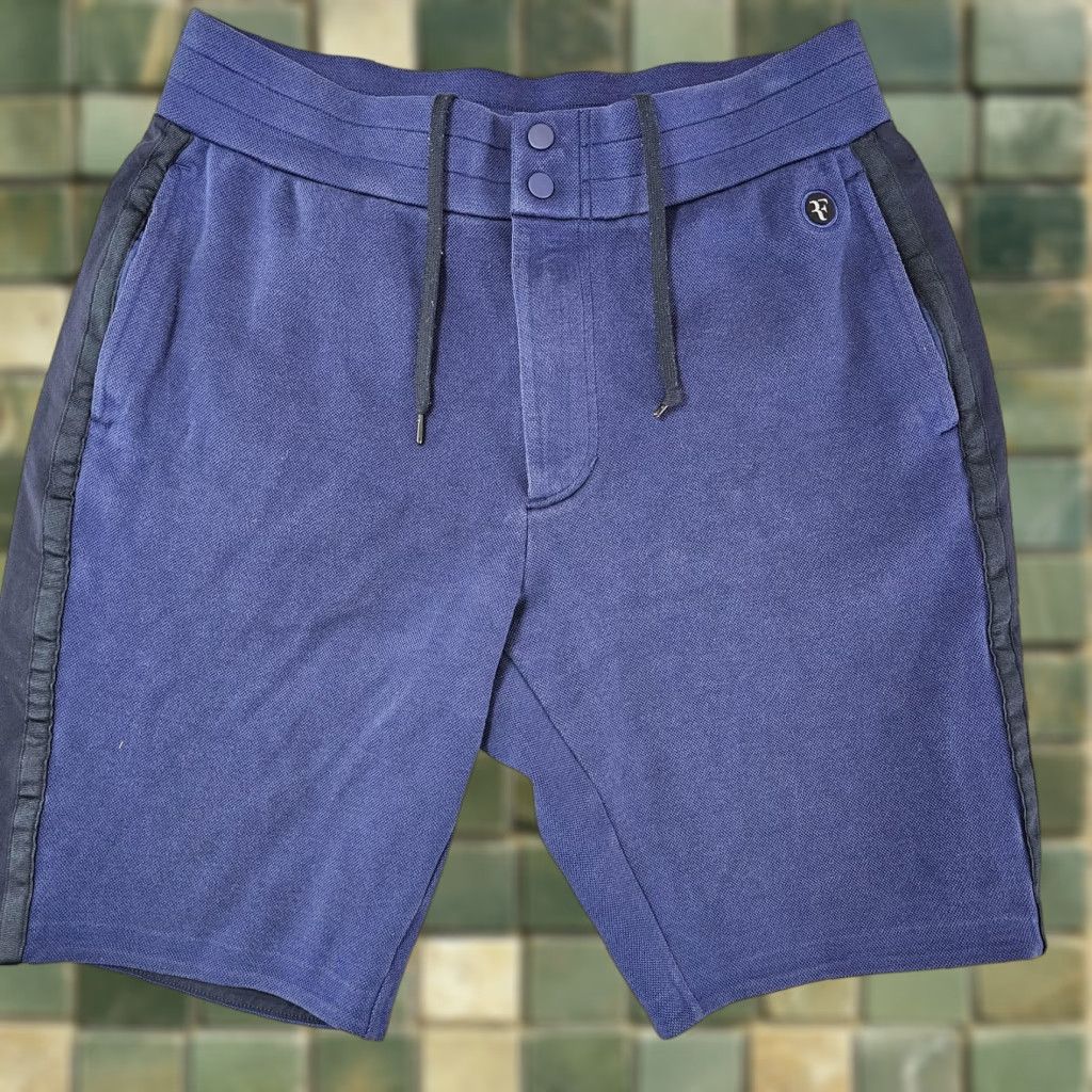 Nike NikeCourt RF Shorts Mens Large Navy Blue Roger Federer Tennis Knit Drawstring Pockets Elastic Waist Size US 33 - 1 Thumbnail