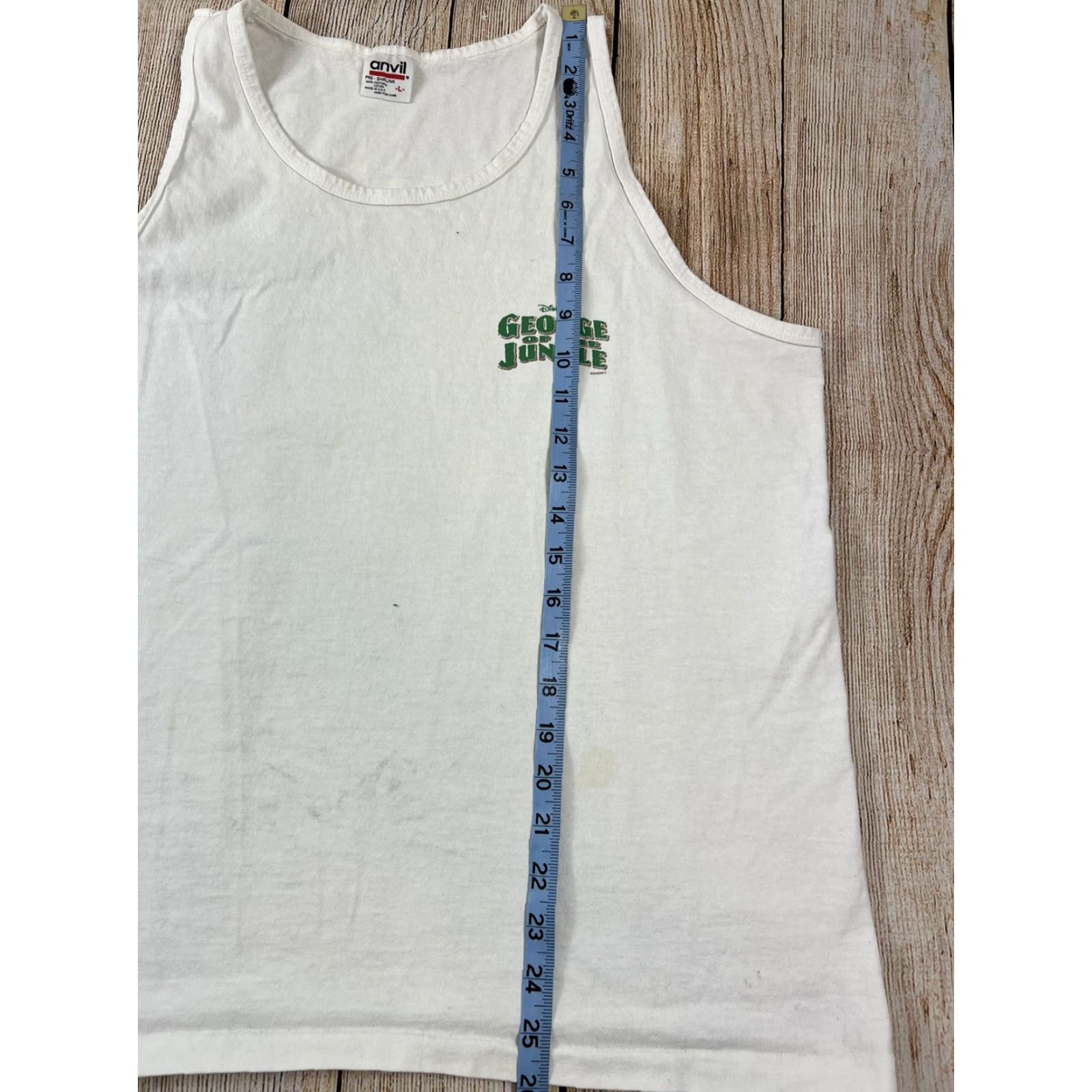Anvil VINTAGE 90s White Muscle Tank Disney George of the Jungle Size Large Shirt Size US L / EU 52-54 / 3 - 5 Thumbnail