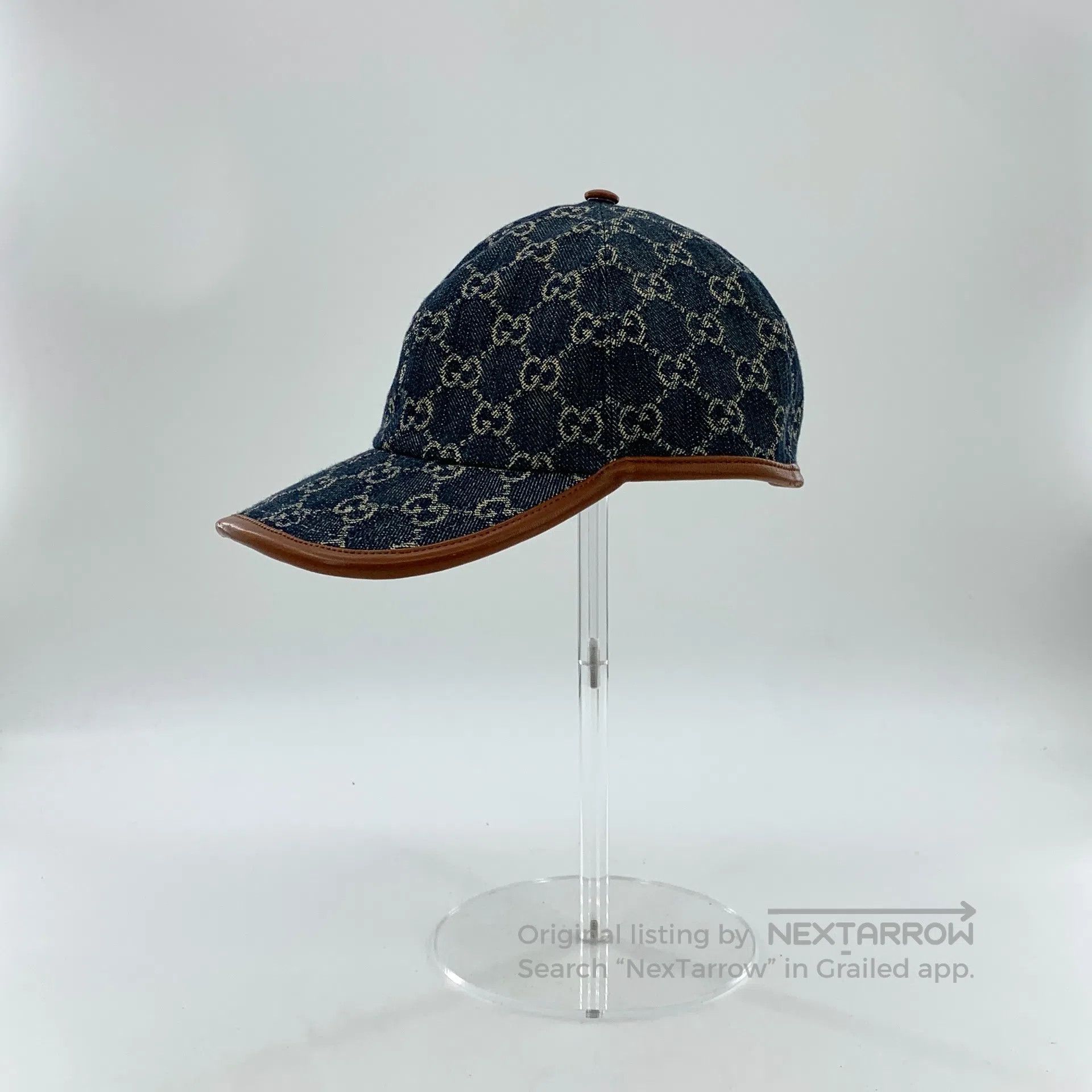 Gucci Guicci Navy Blue Logo Jacquard Full Print Cotton Baseball Size ONE SIZE - 2 Thumbnail