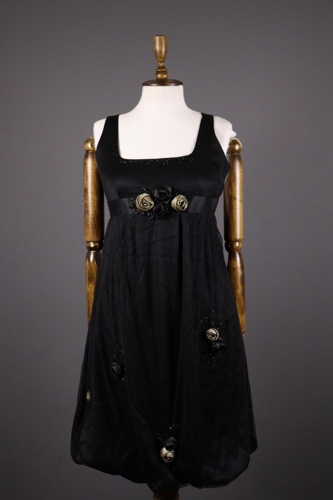 Designer Max Mara Black Mesh Floral Night Tank Midi Dress Size M Size M / US 6-8 / IT 42-44 - 1 Thumbnail