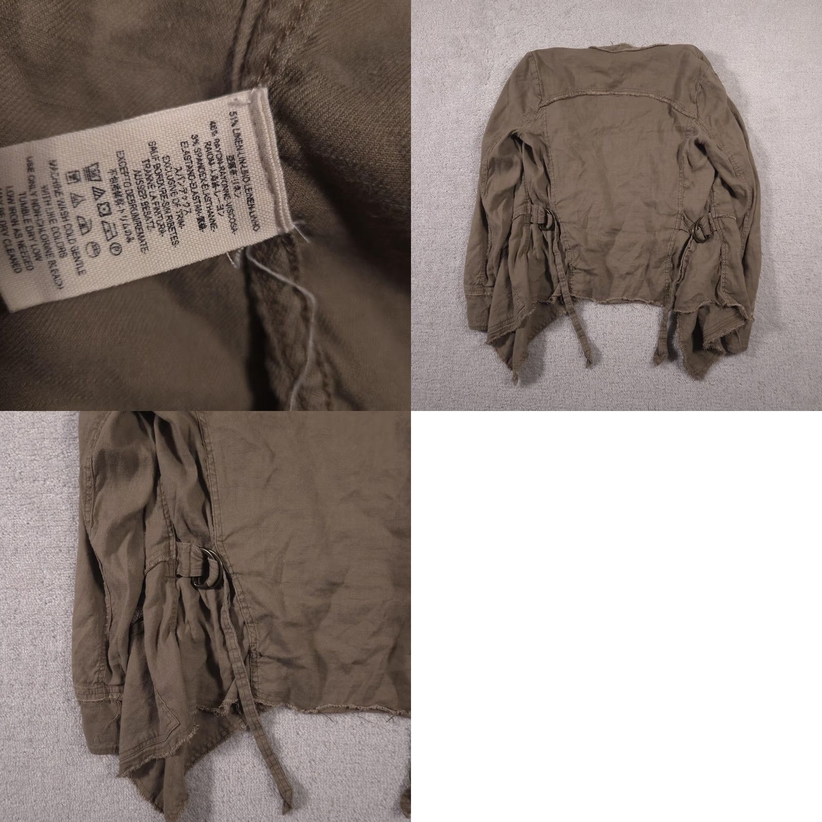 Free People Free People Jacket Womens Small Brown Linen Rayon Open Front Raw Hem Bohemian Lightweight Casual Pockets Size S / US 4 / IT 40 - 9 Thumbnail
