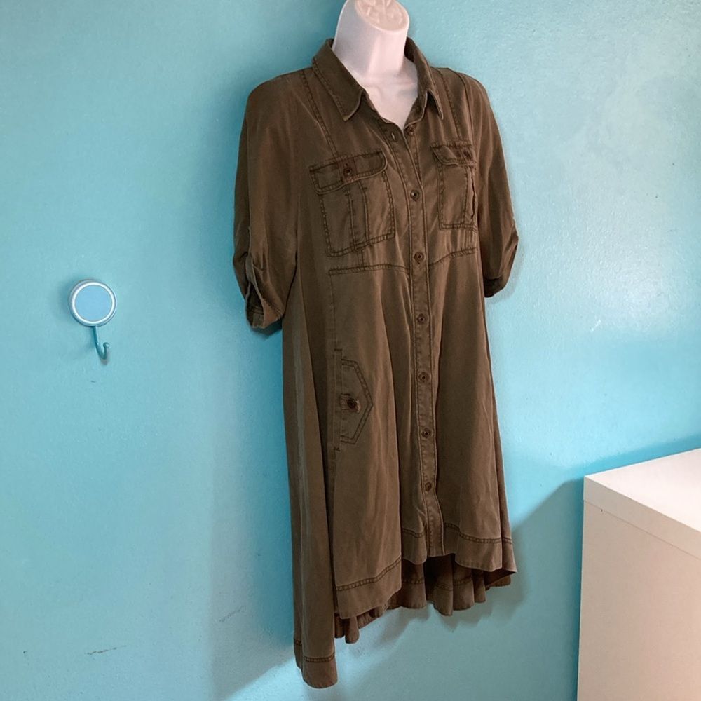 Anthropologie Anthropologie "Visit Mariona" Holding Horses Green Tencel Dr Size L / US 10 / IT 46 - 15 Thumbnail