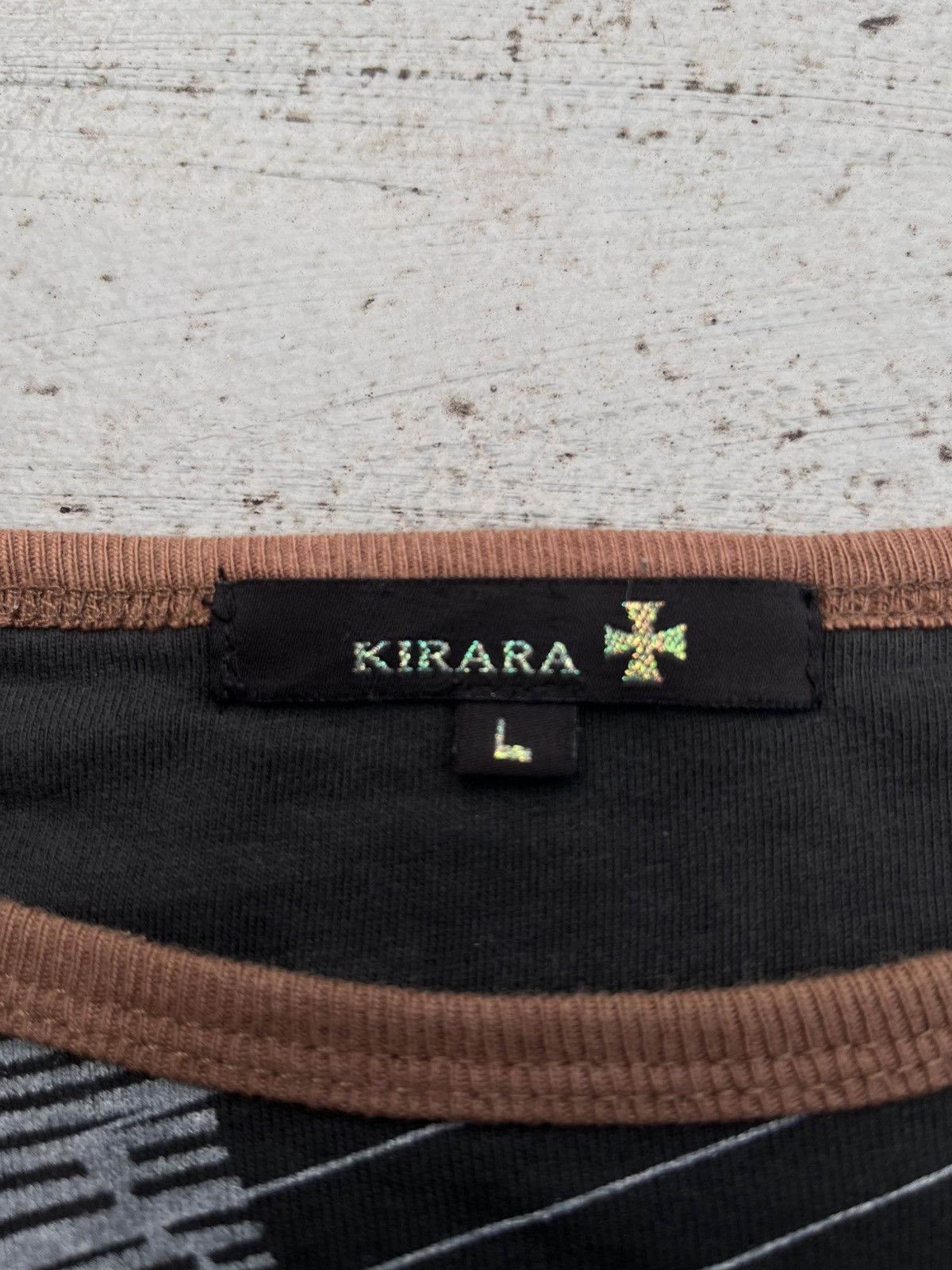 Japanese Brand JAPANESE KIRARA STRIPE TIE ART LONGSLEVEE Y2K PUNK VKEI Size US S / EU 44-46 / 1 - 4 Thumbnail
