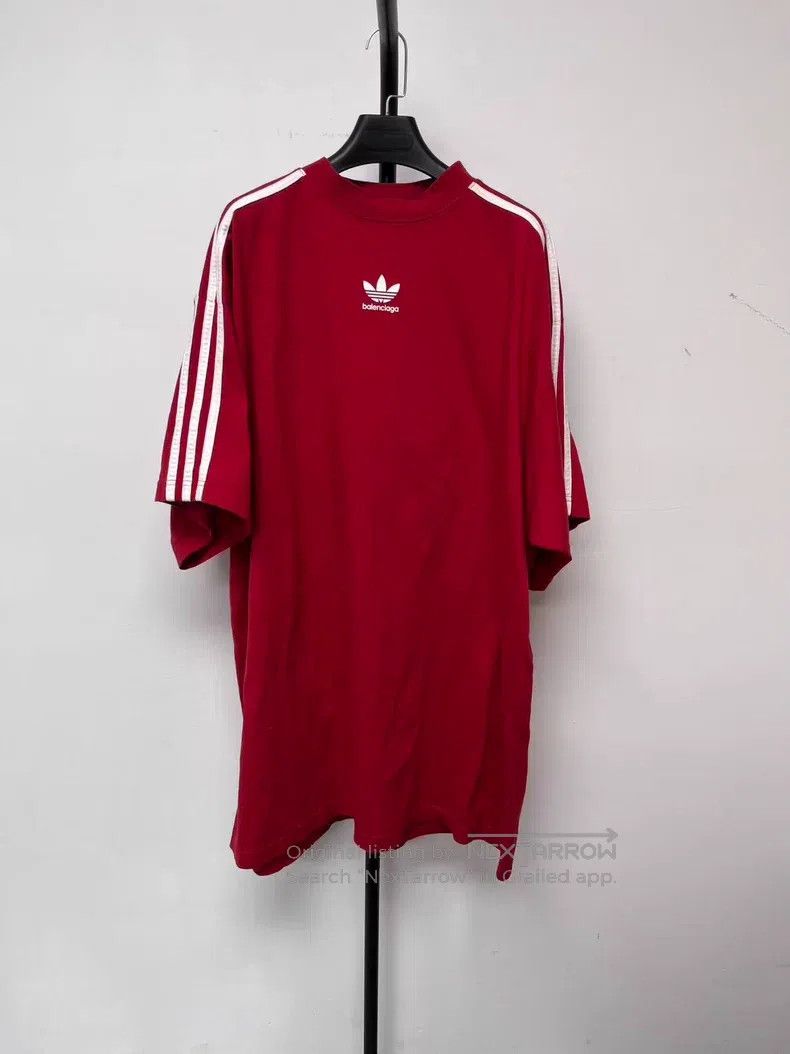 Balenciaga Three Stripes Logo Printed Round Neck Short Sle