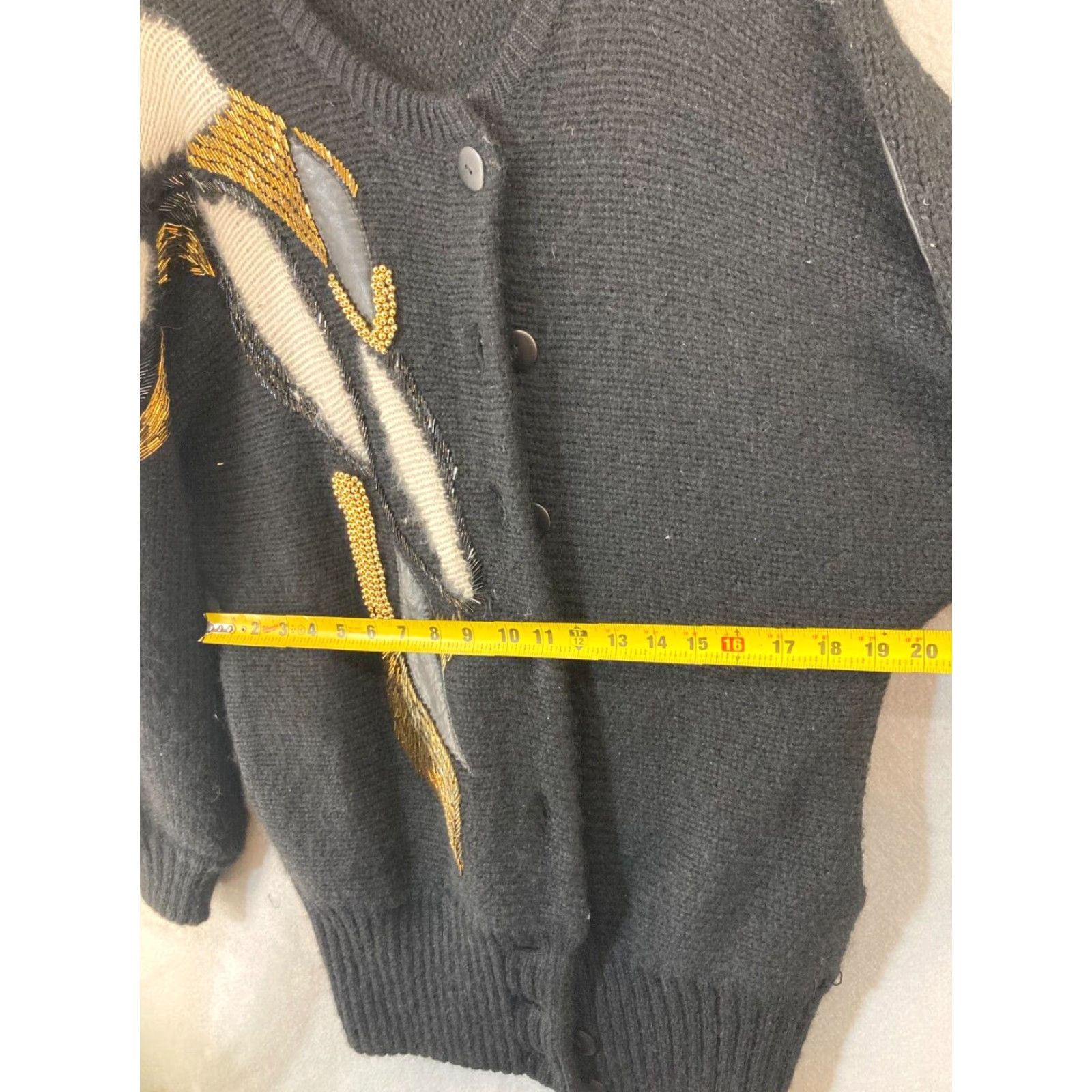 Vera Pelle VINTAGE Vera Pelle Cardigan Medium Black Wool Blend Made in Italy Long Sleeve V-Neck Pockets 80s 90s Womens Size M / US 6-8 / IT 42-44 - 2 Thumbnail