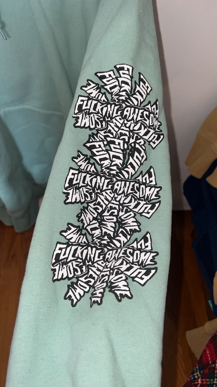 Fucking Awesome Teal FA logo elbow hoodie Size US M / EU 48-50 / 2 - 3 Thumbnail