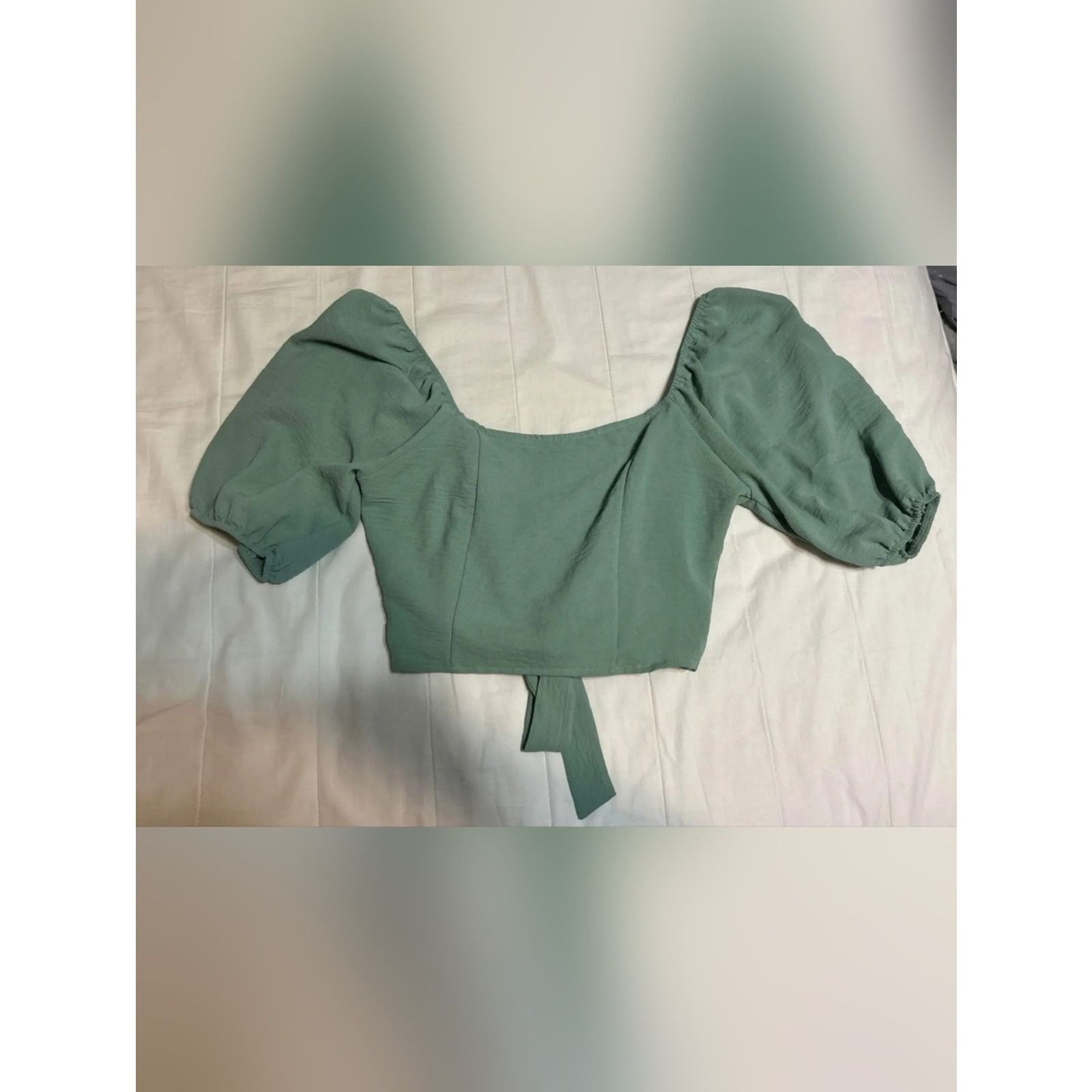 Alternative Apparel Alter'd State Sage Green Off-Shoulder Long Sleeve Top XS Size XS / US 0-2 / IT 36-38 - 5 Thumbnail