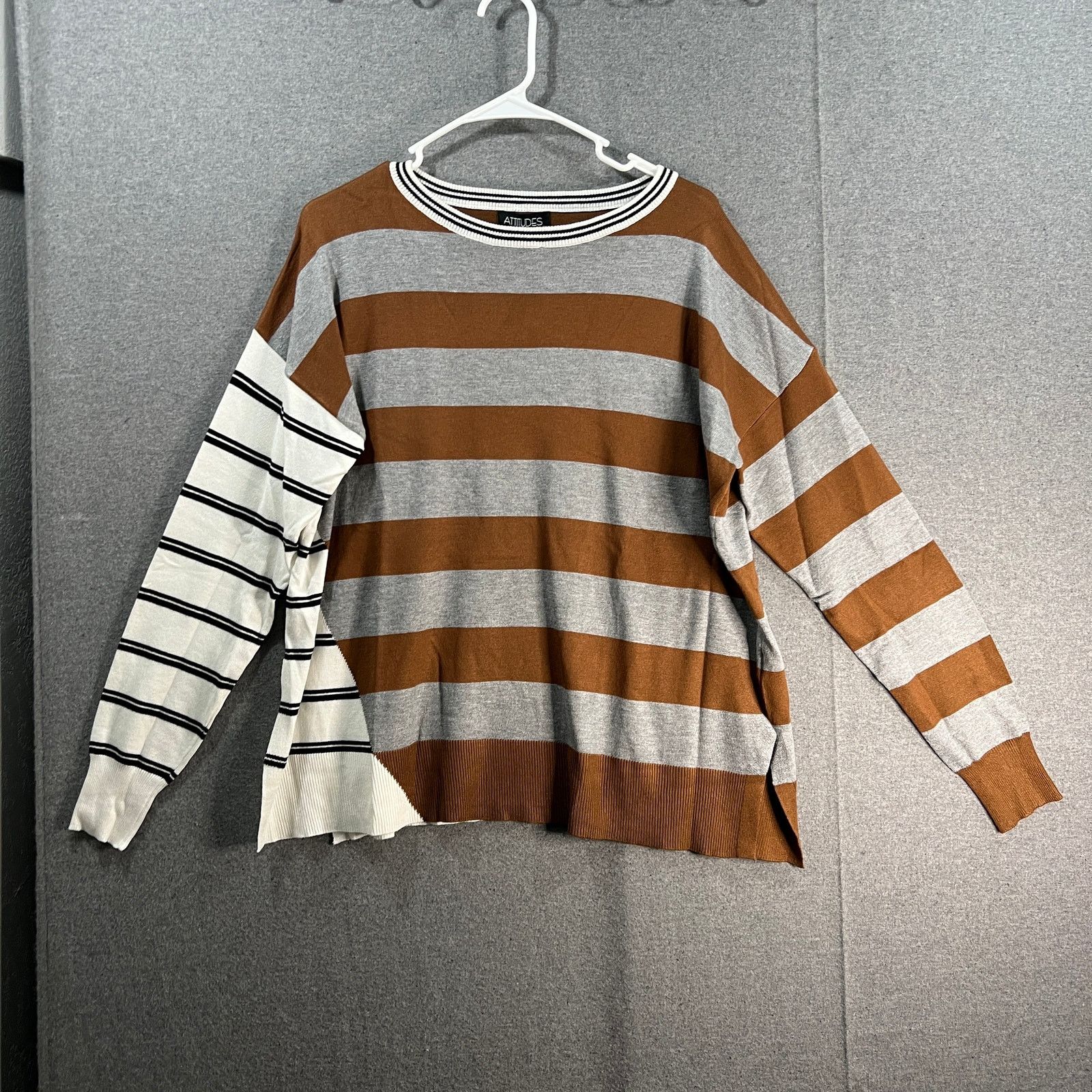 Other Attitudes by Renee Women's Top Intarsia Striped Sweater Size M / US 6-8 / IT 42-44 - 1 Thumbnail