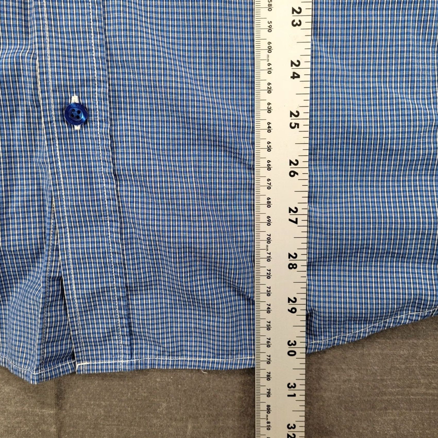 Ecko Unltd. Ecko Unltd Mens XL Blue White Micro Gingham Plaid Long Sleeve Button-Down Shirt Size US XL / EU 56 / 4 - 5 Thumbnail