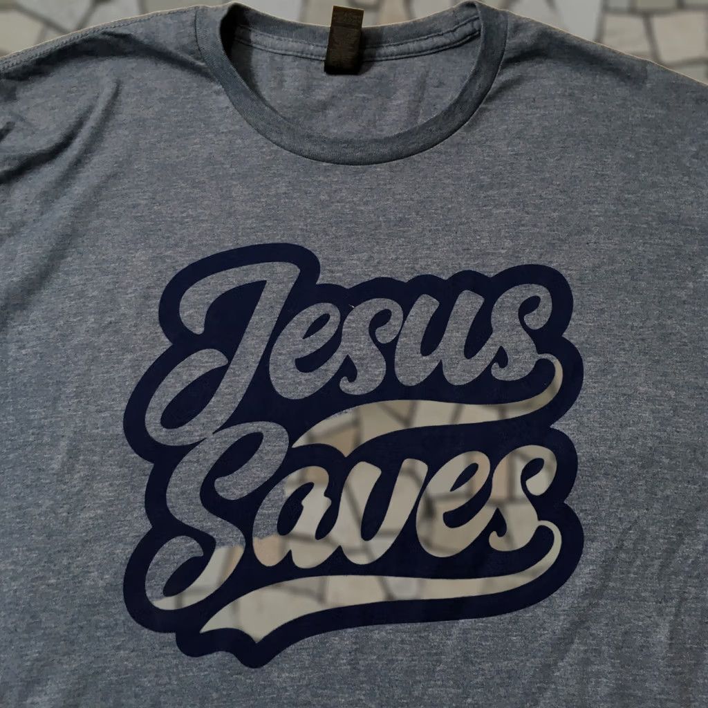 Gildan Jesus T-Shirt Size XL Blue double sided graphic spirit world Mens Size US XL / EU 56 / 4 - 1 Thumbnail