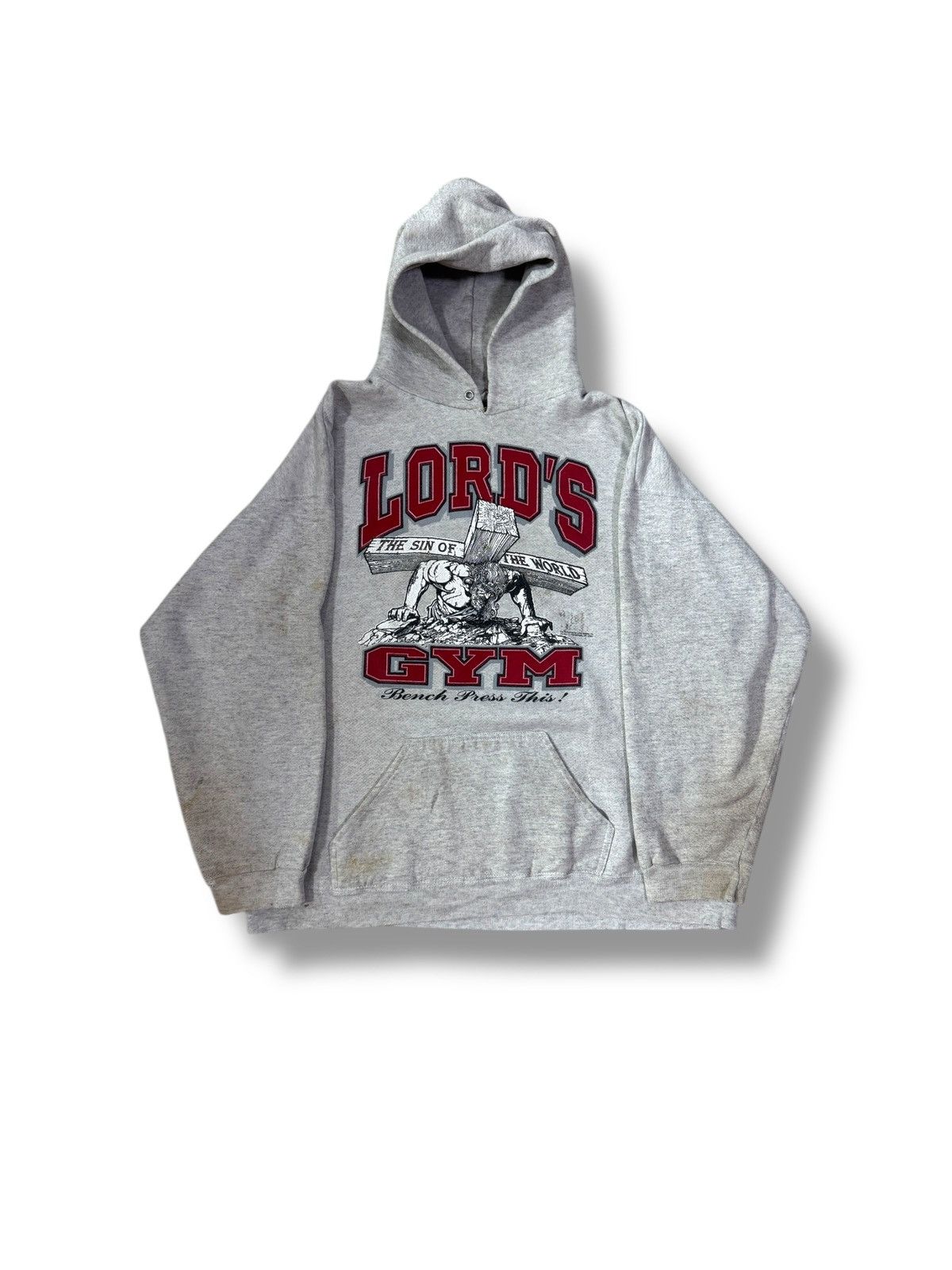 Vintage *RARE* 90s VINTAGE LORD’S GYM GOD BODYBUILDING HOODIE TULTEX Size US XL / EU 56 / 4 - 1 Thumbnail