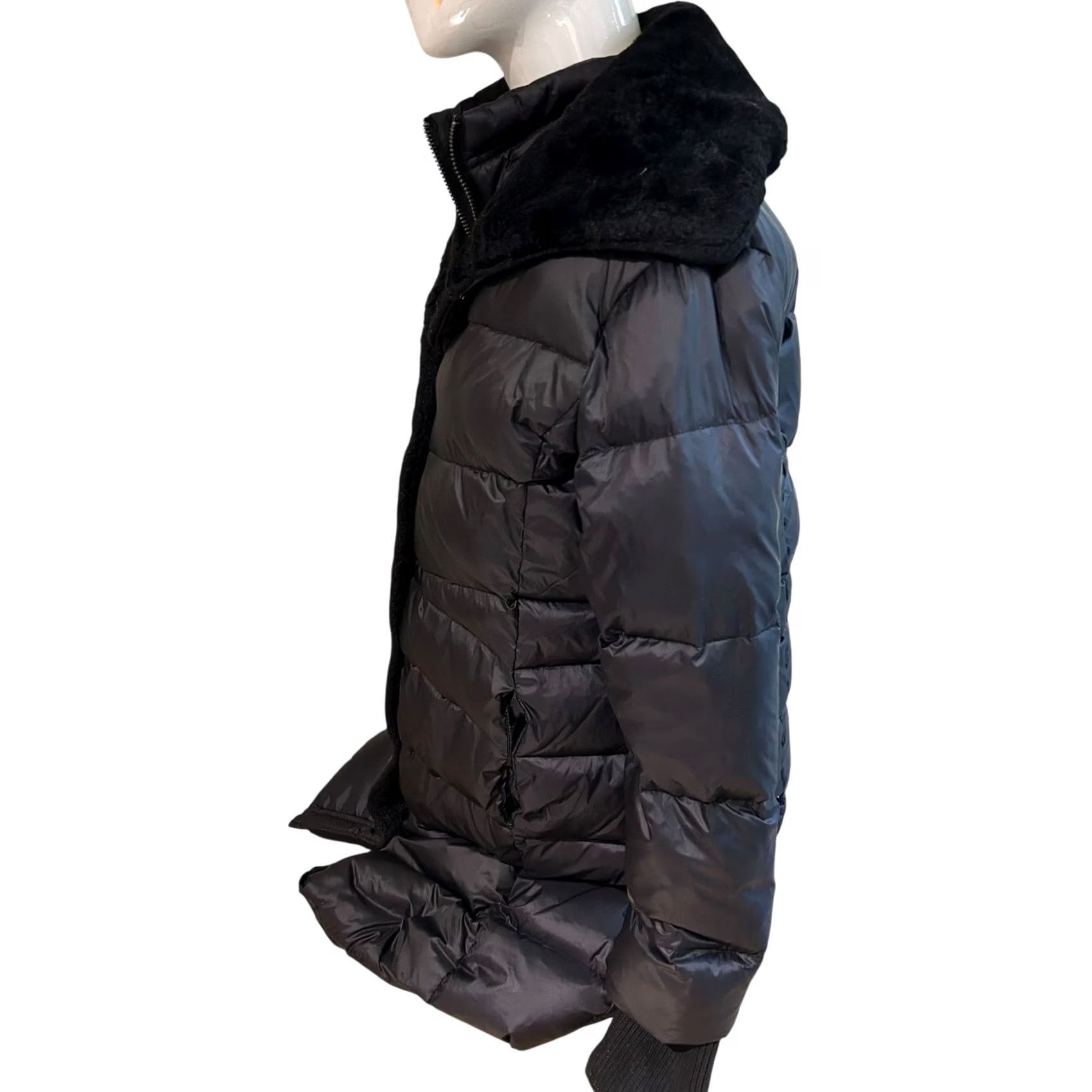 Essentials Luxe Essentials Denim LED Jacket Women Small Black Duck Down Zip Button Winter Warm Parka Size S / US 4 / IT 40 - 3 Thumbnail