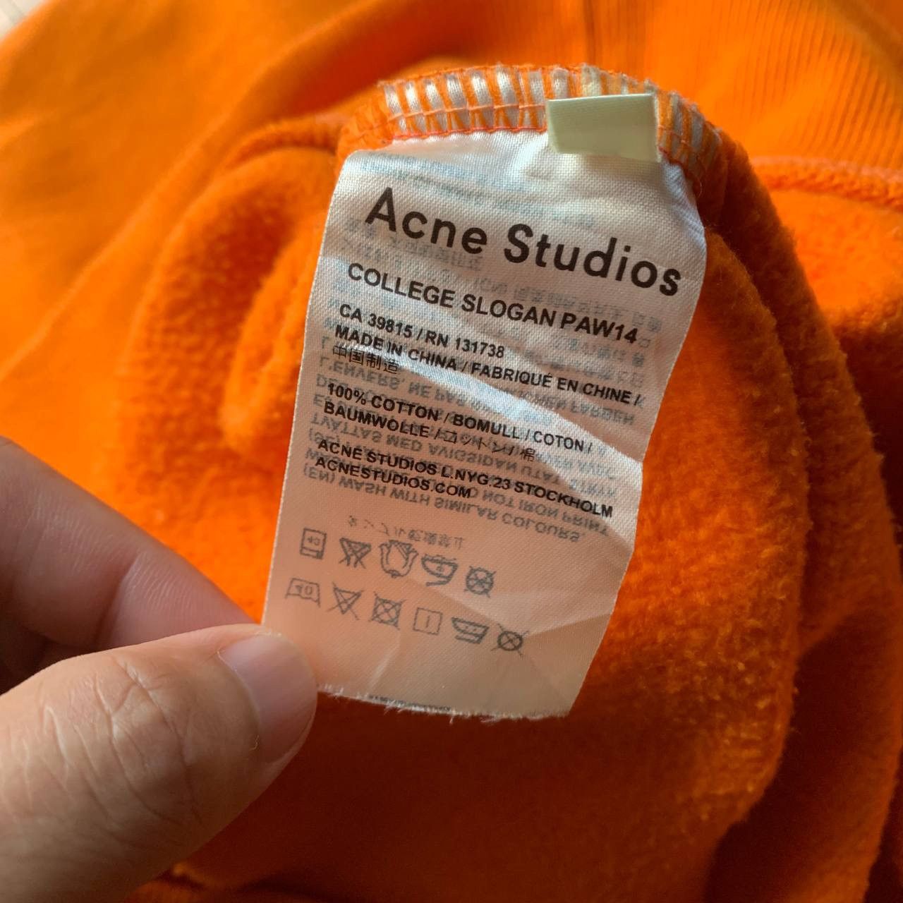 Acne Studios Acne Studios College Slogan PAW14 Orange Sweatshirt Size US M / EU 48-50 / 2 - 4 Thumbnail