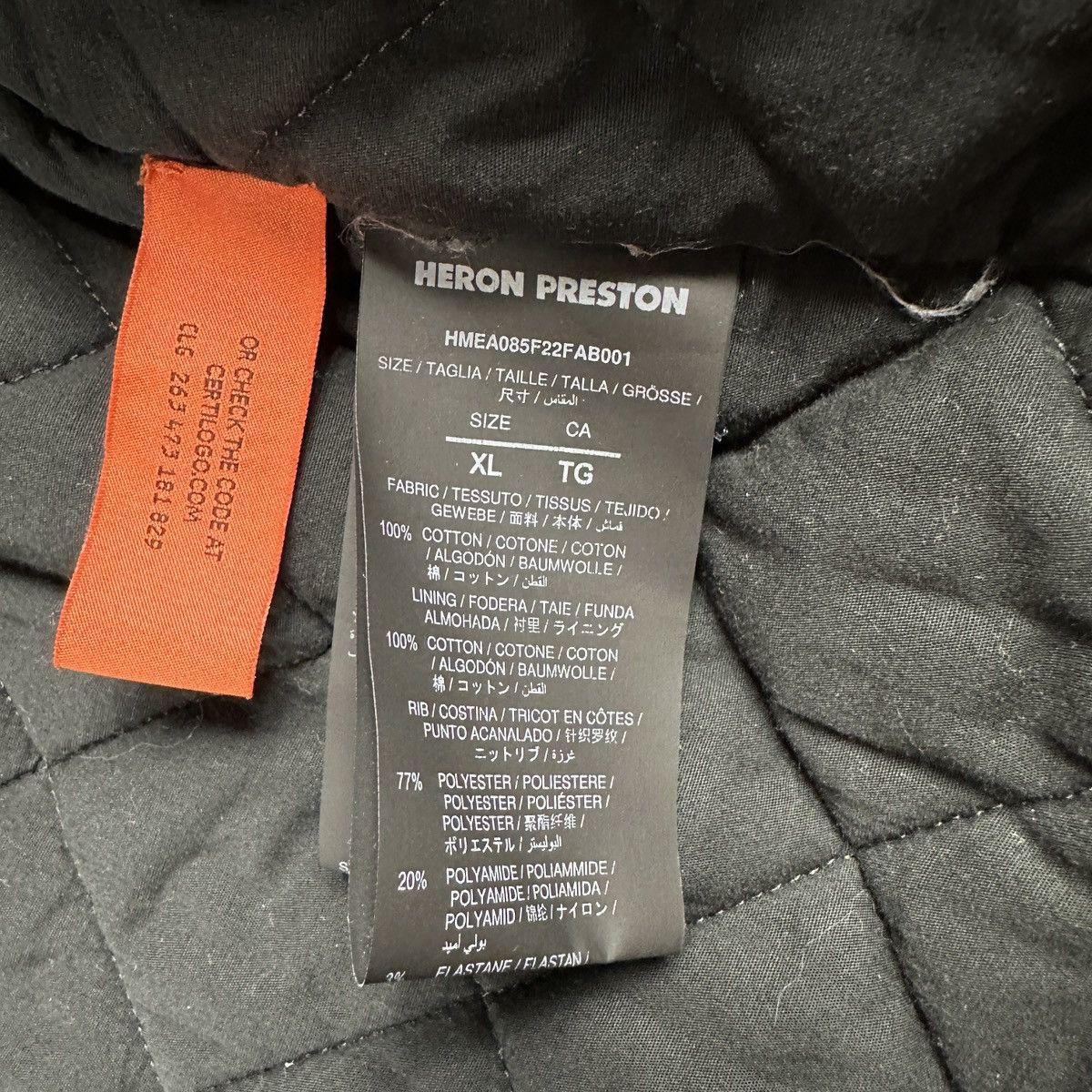 Heron Preston Black Fireman Jacket Clasp Size XL