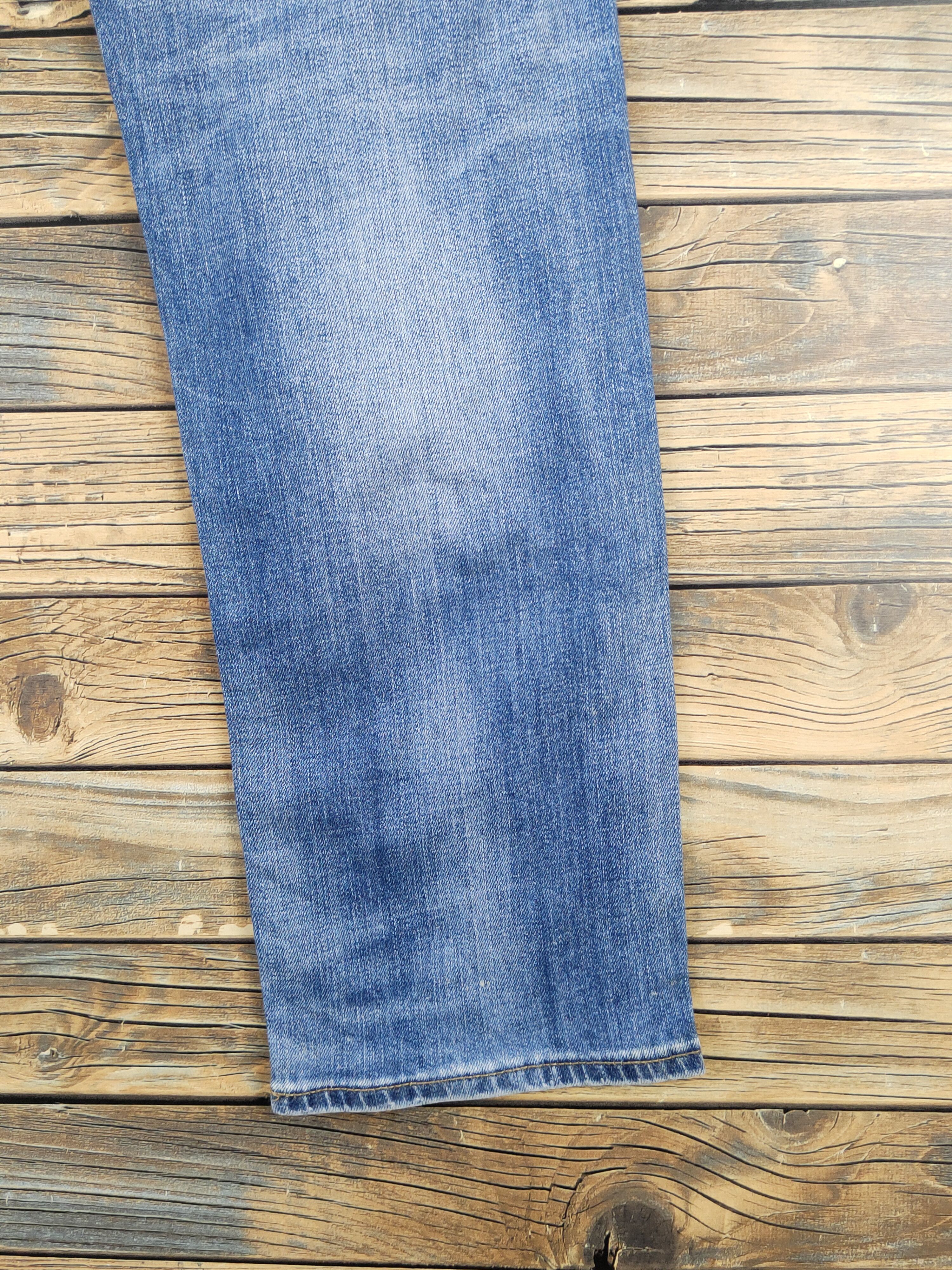 Japanese Brand Uniqlo fabric by Kaihara Blue Distressed Ripped Jeans #W1405 Size US 31 - 11 Thumbnail