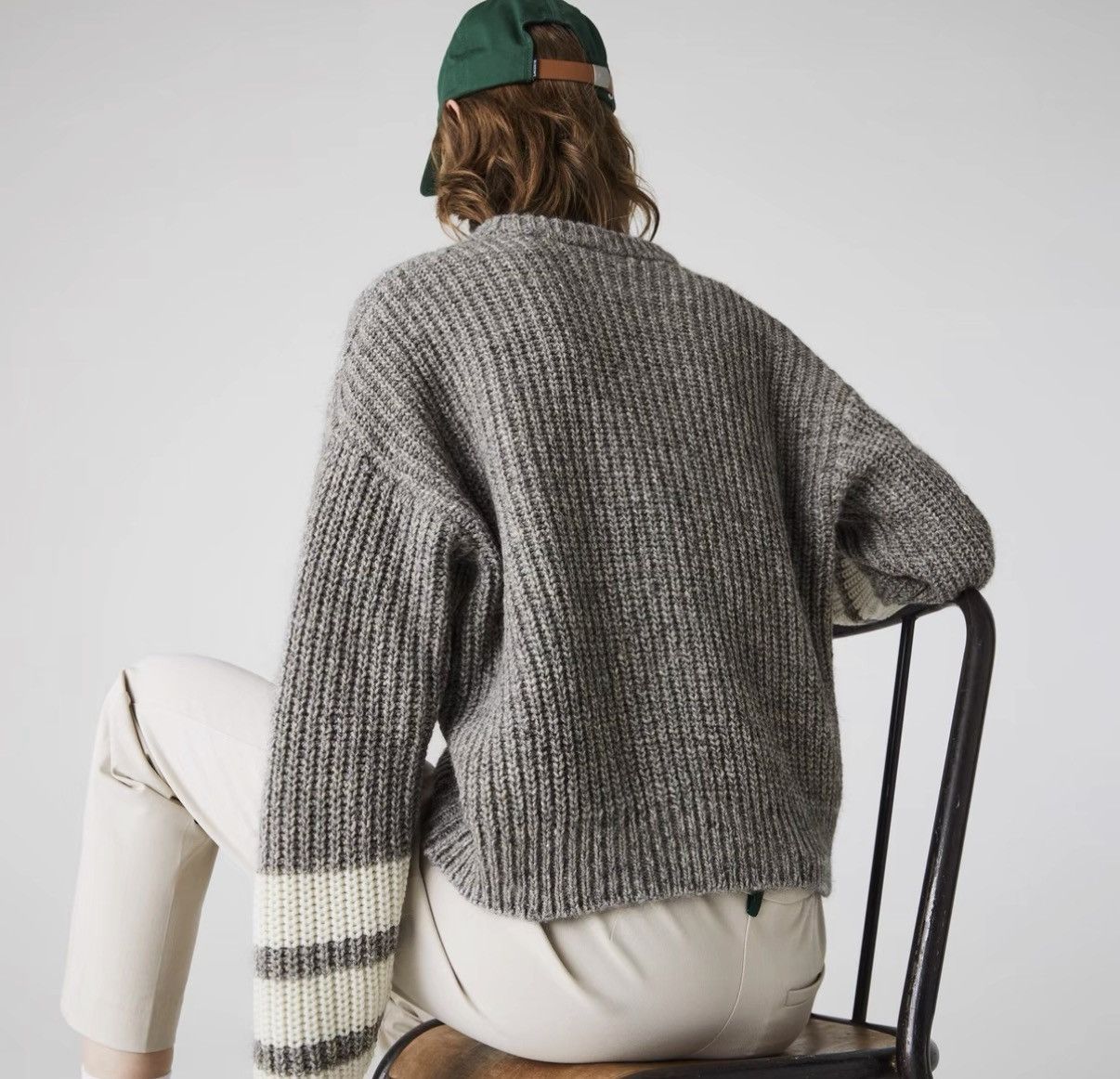 Lacoste Lacoste Gray Striped Wool Blend Sweater K24 Size M / US 6-8 / IT 42-44 - 8 Thumbnail