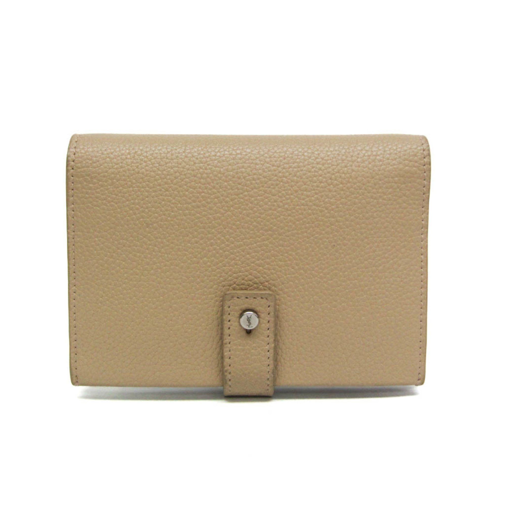Saint Laurent Paris Saint Laurent 505011 Women's Leather Middle Wallet (bi-fold) Beige Size ONE SIZE - 1 Thumbnail
