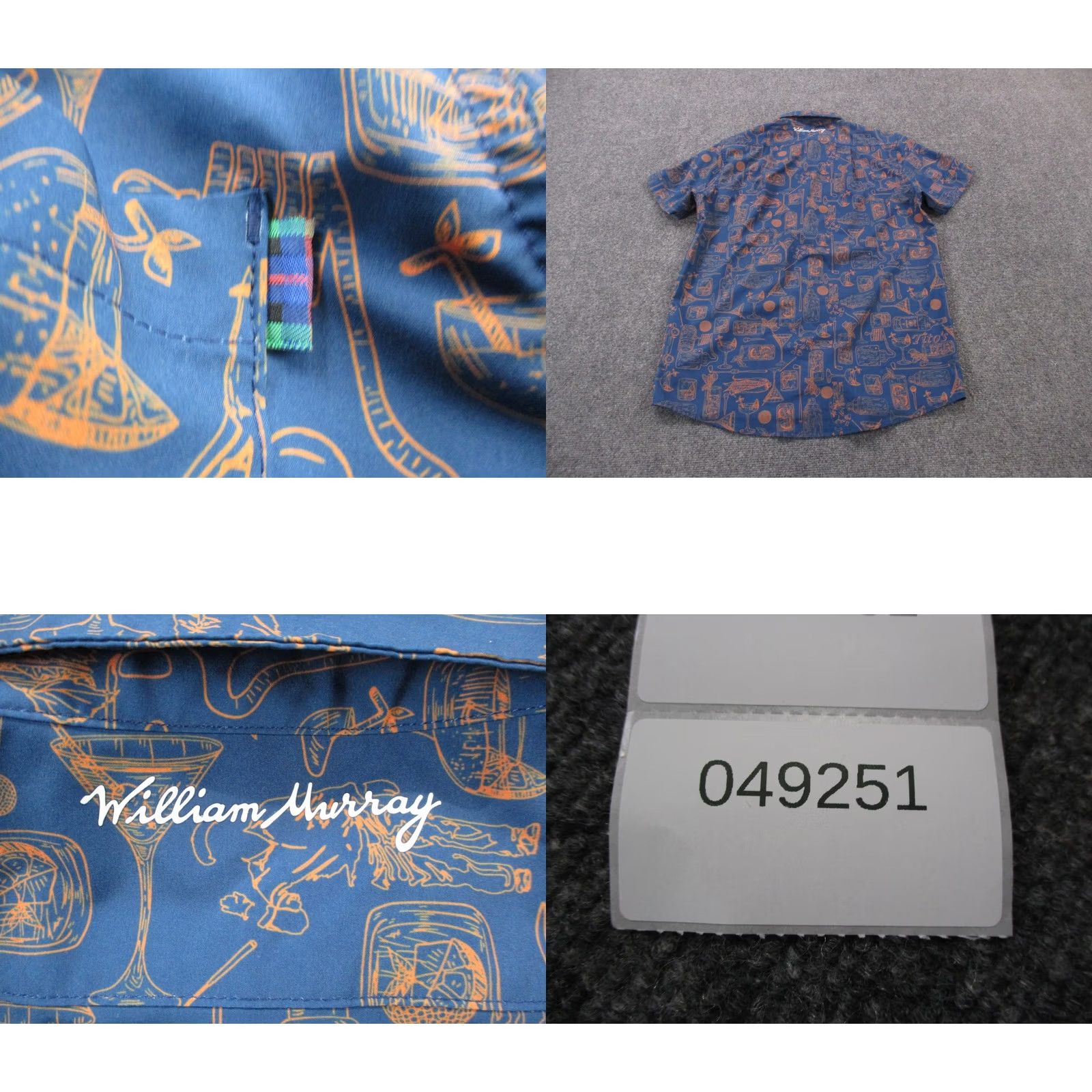 Vintage William Murray Polo Shirt Mens S Drinking Glasses All Over Print Graphic Stretch Size US S / EU 44-46 / 1 - 9 Thumbnail
